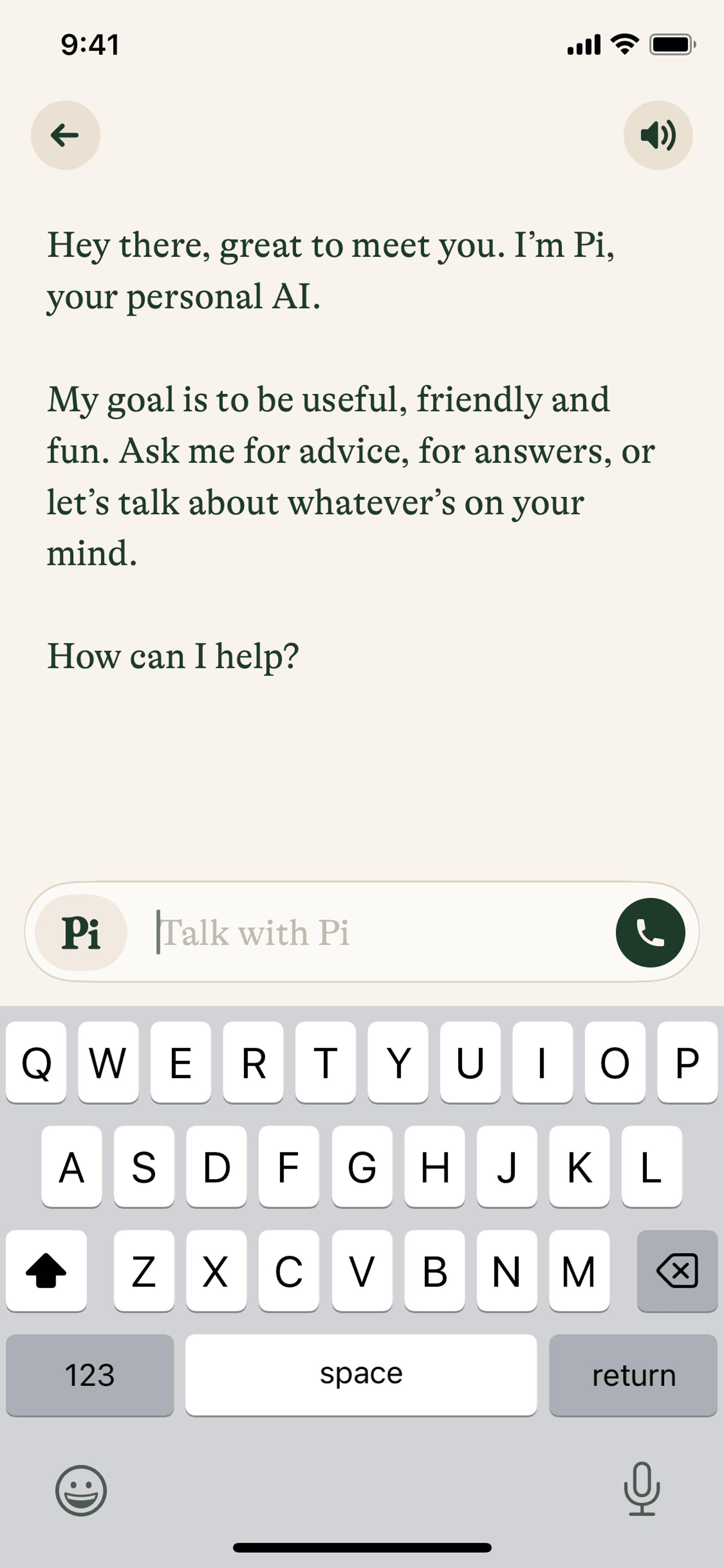 Pi iOS AI interface screenshot 4