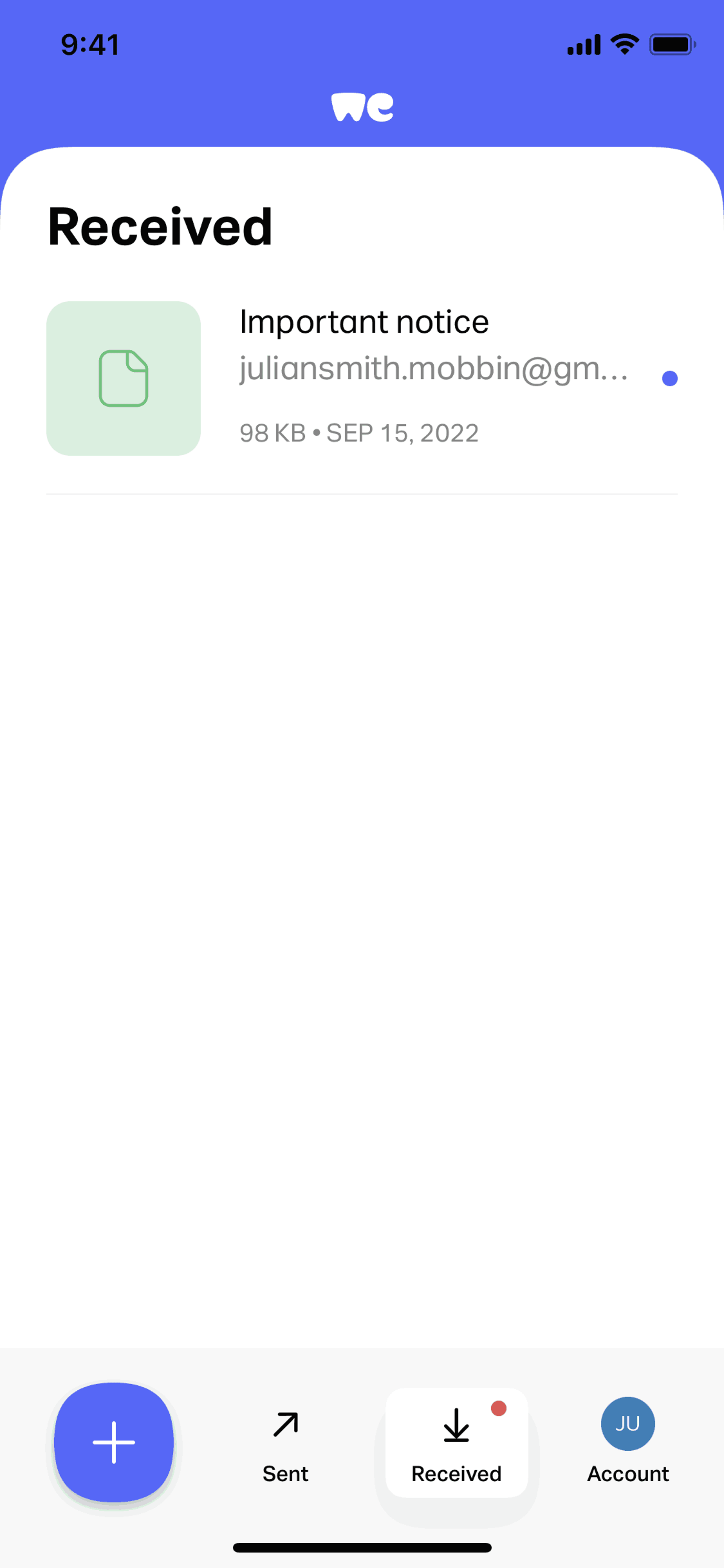 WeTransfer iOS Productivity interface screenshot 20