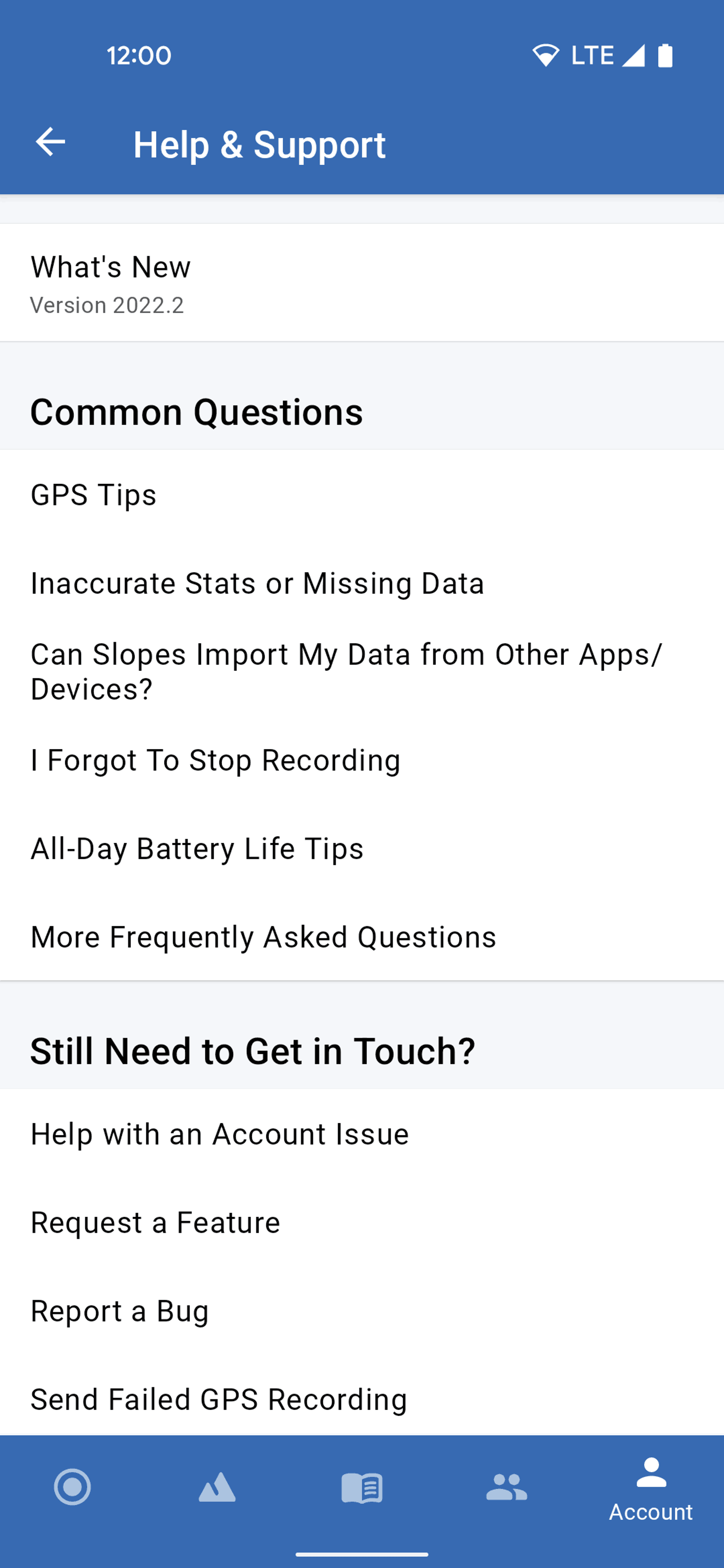Slopes Android Sports interface screenshot 24