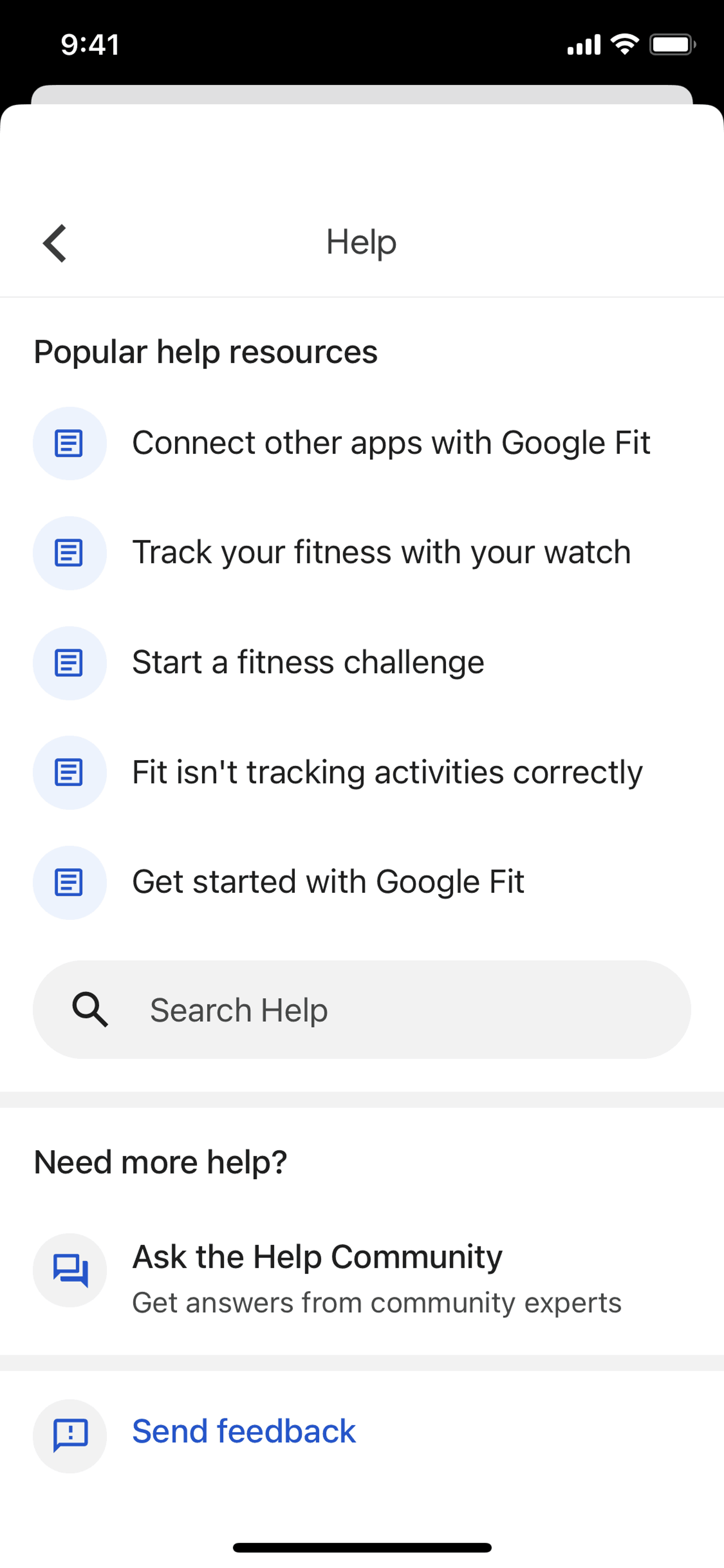 Google Fit iOS Health & Fitness interface screenshot 14
