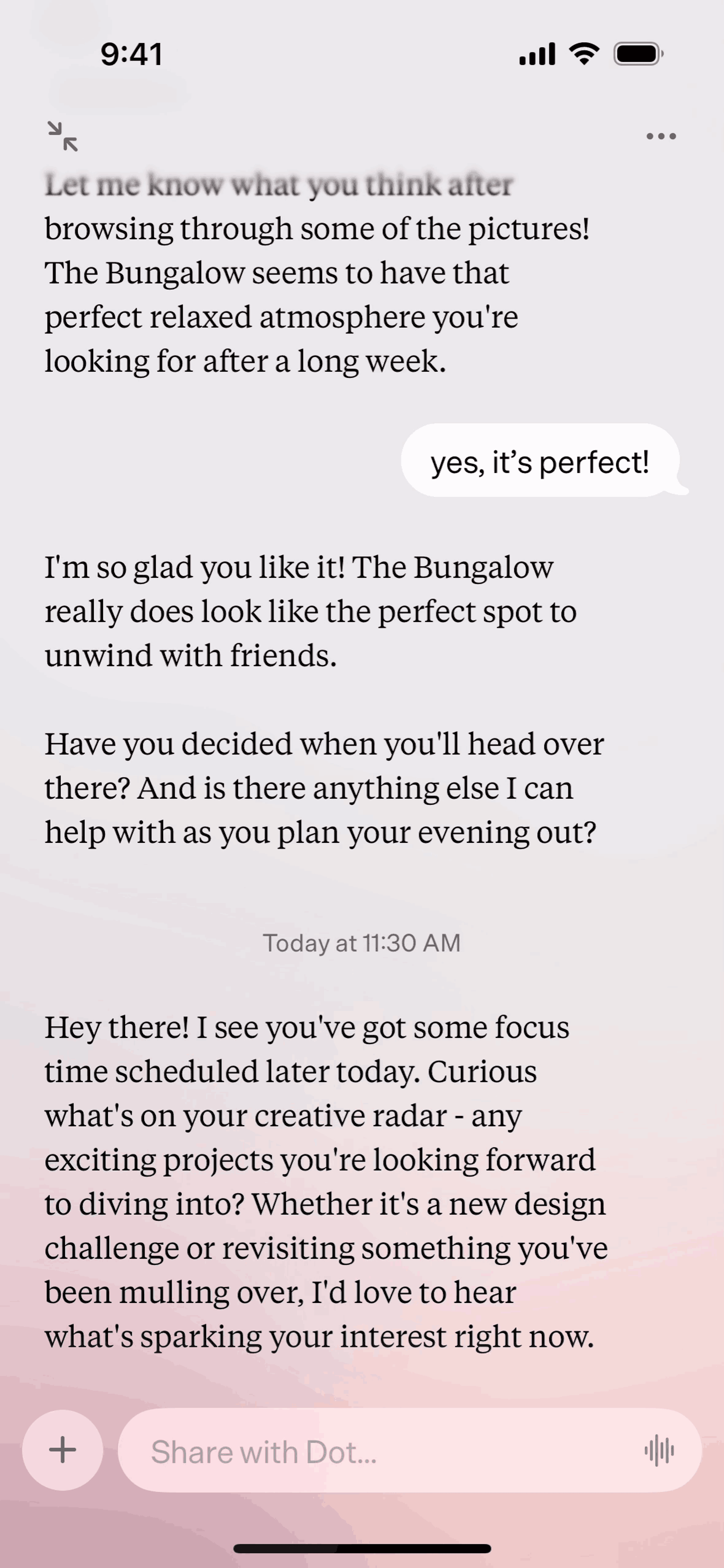 Dot iOS AI interface screenshot 7