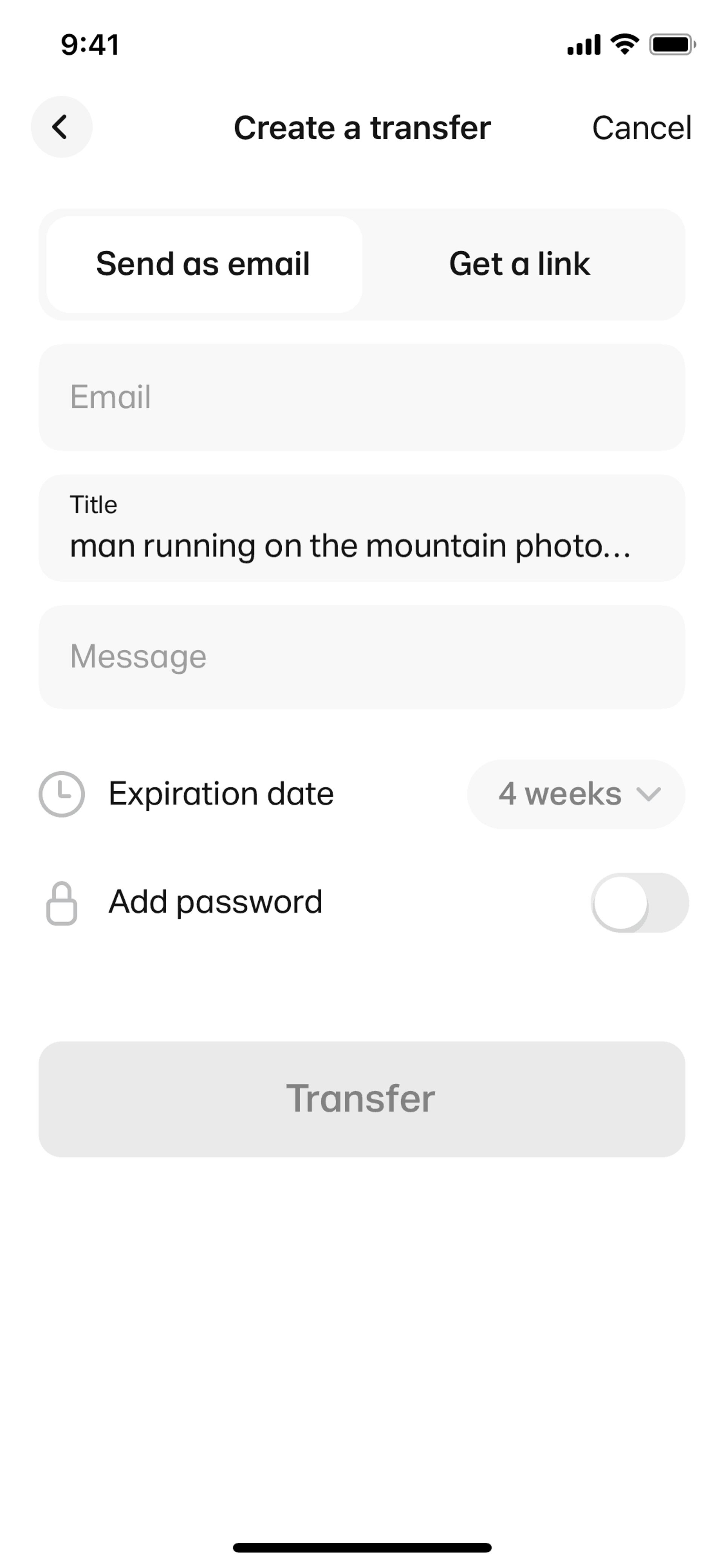 WeTransfer iOS Productivity interface screenshot 13