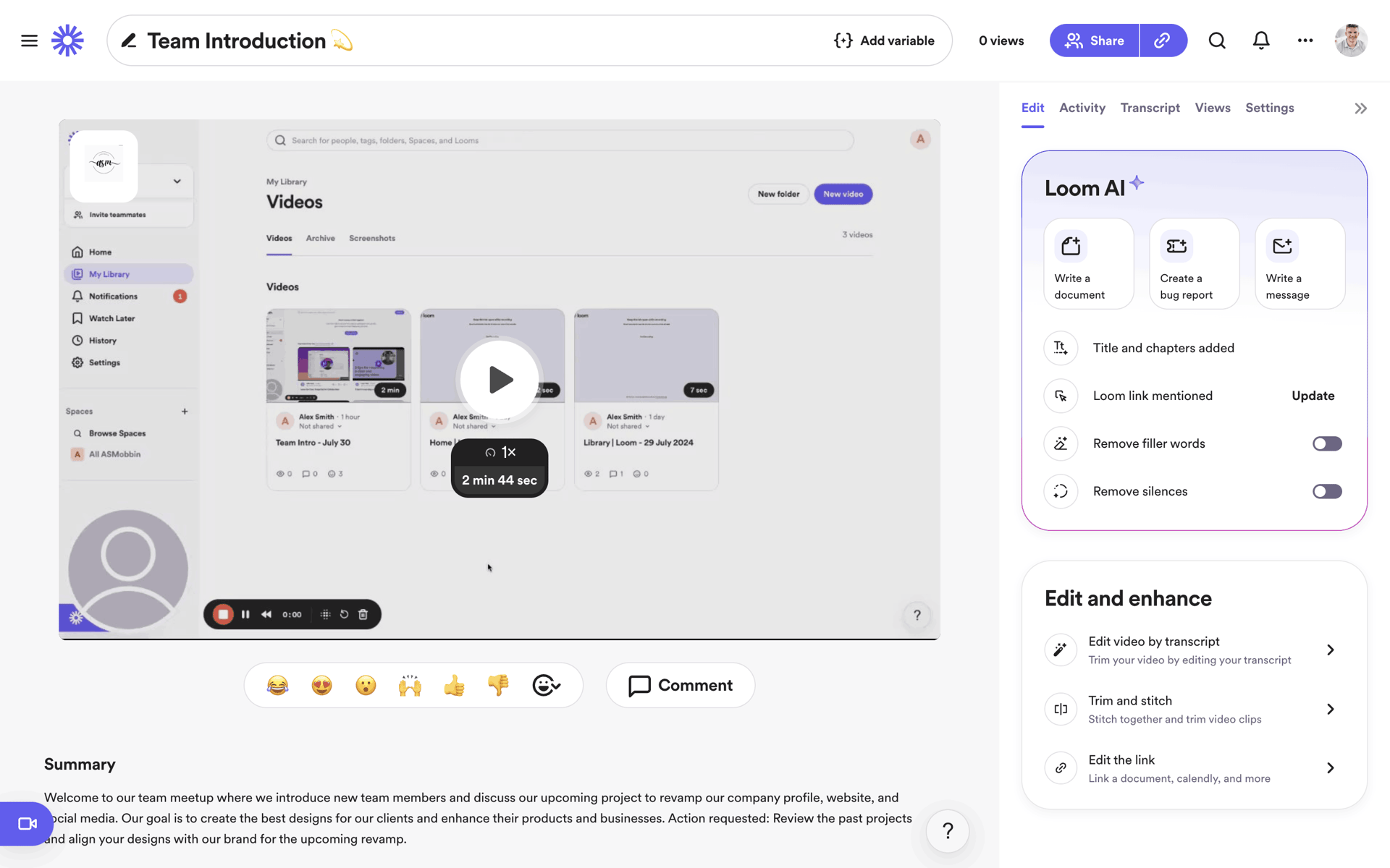 Loom Web Photo & Video interface screenshot 11