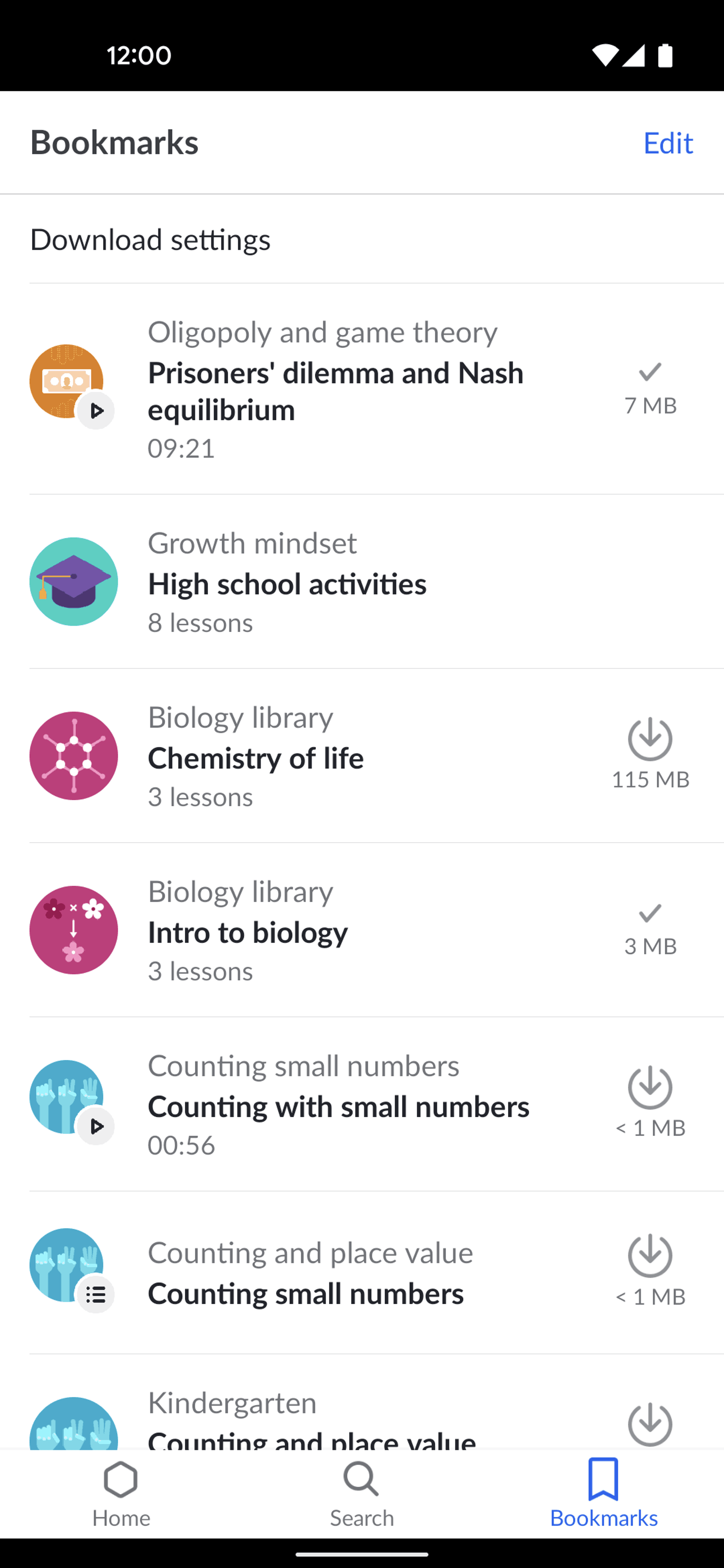 Khan Academy Android Education interface screenshot 2