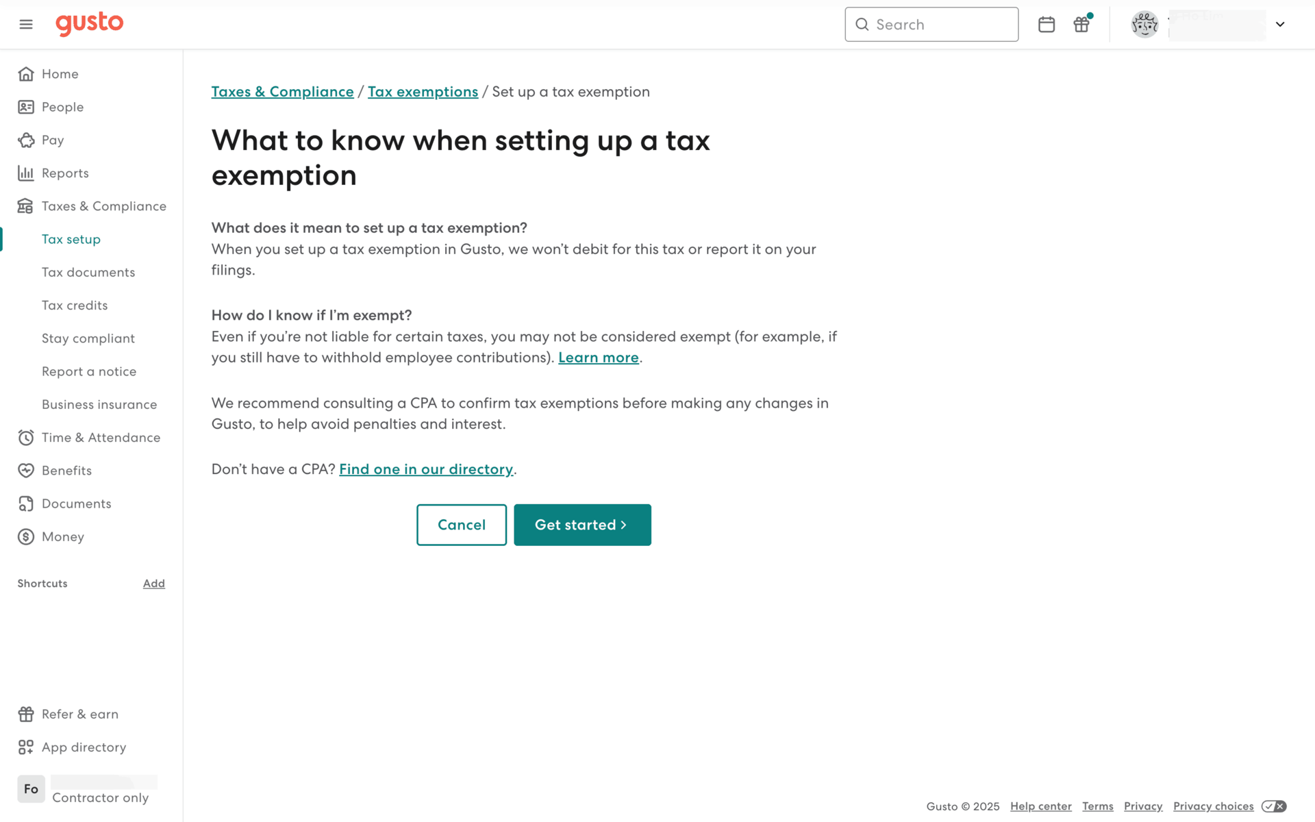 Gusto Web Finance interface screenshot 9