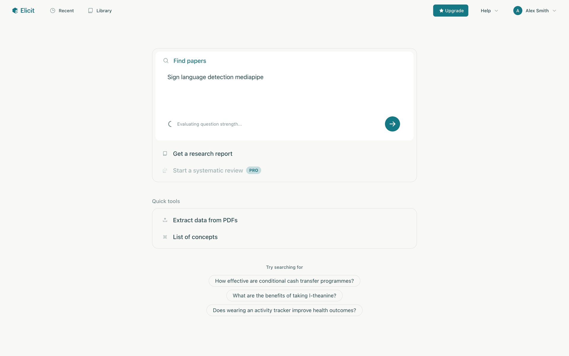 Elicit Web AI interface screenshot 5
