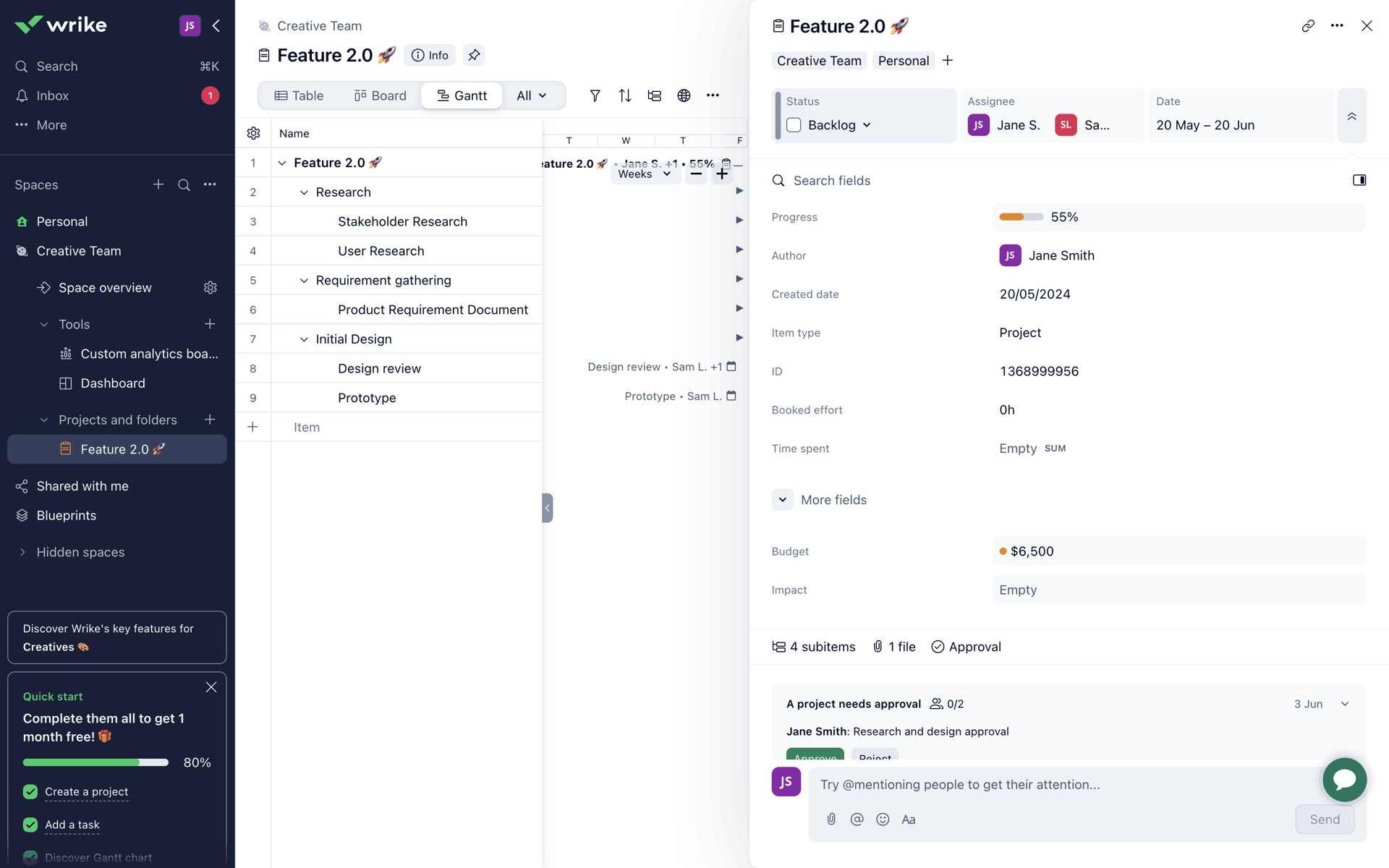 Wrike Web Productivity interface screenshot 2