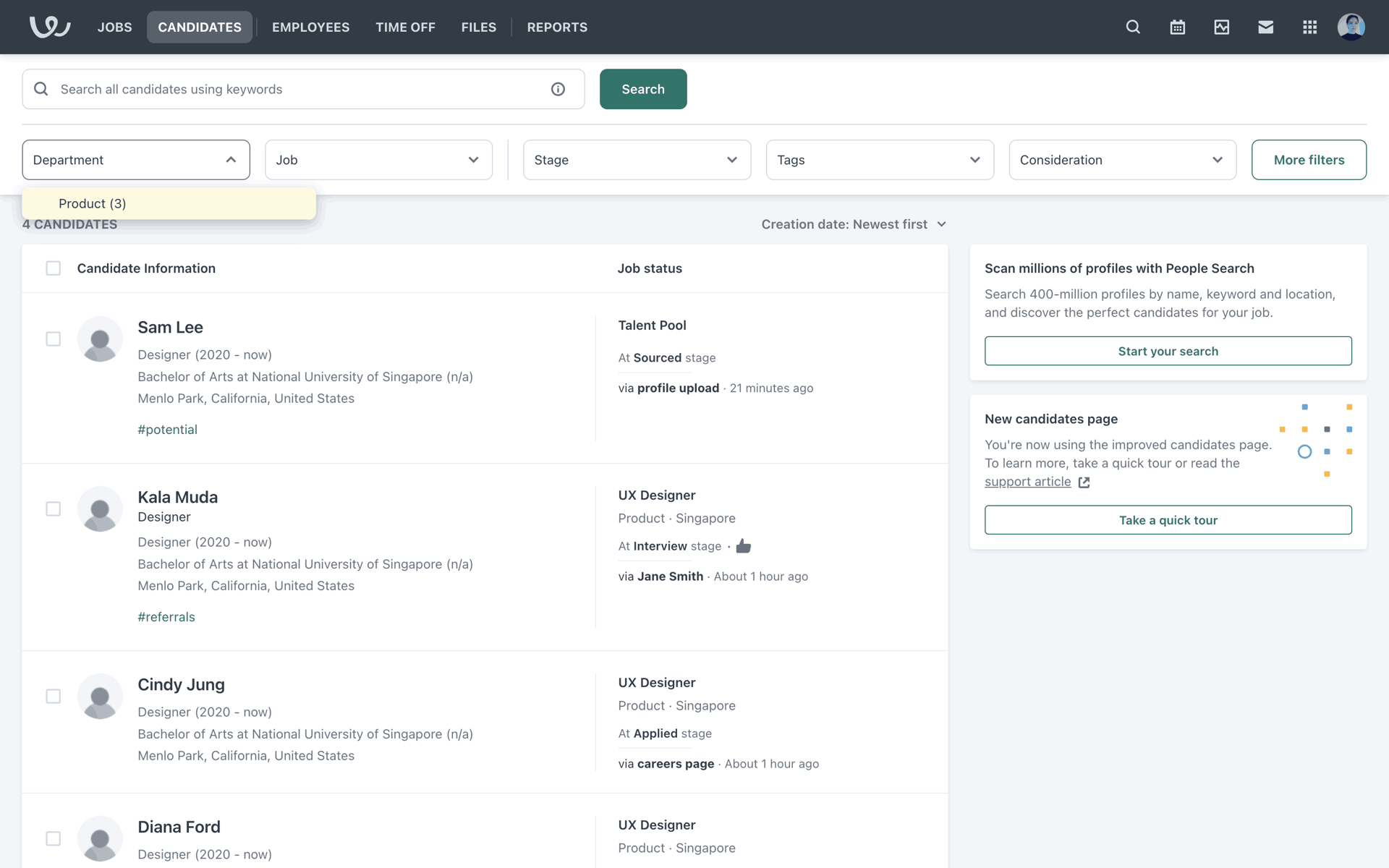 Workable Web AI interface screenshot 17