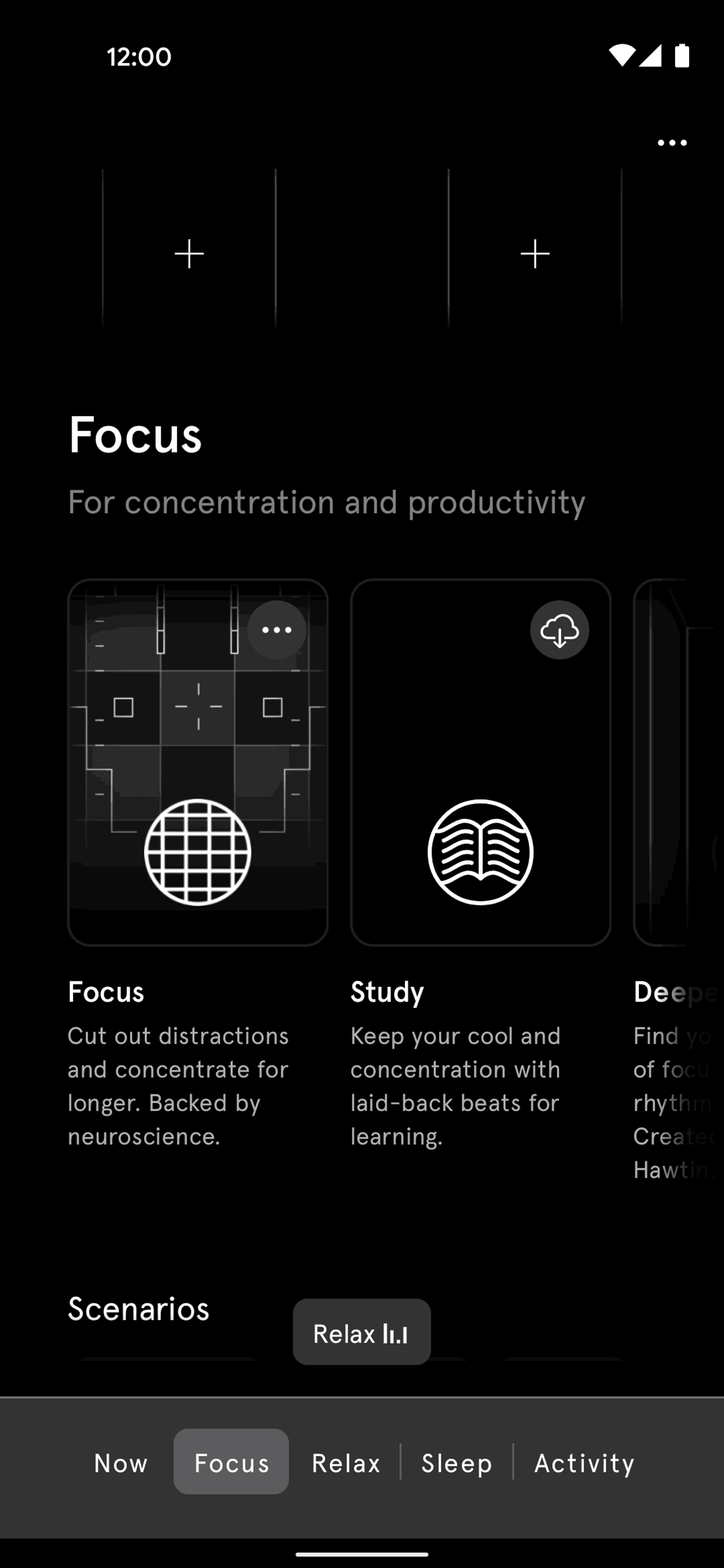 Endel Android Health & Fitness interface screenshot 2