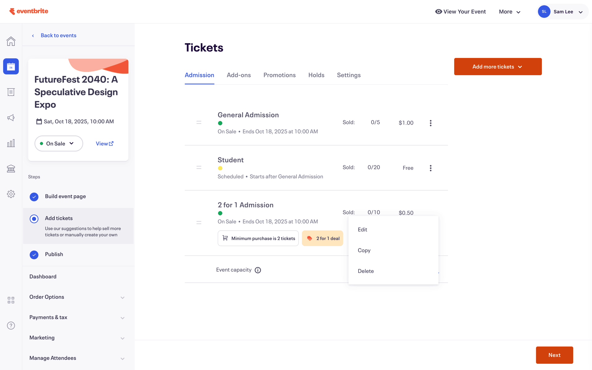 Eventbrite Web Entertainment interface screenshot 21