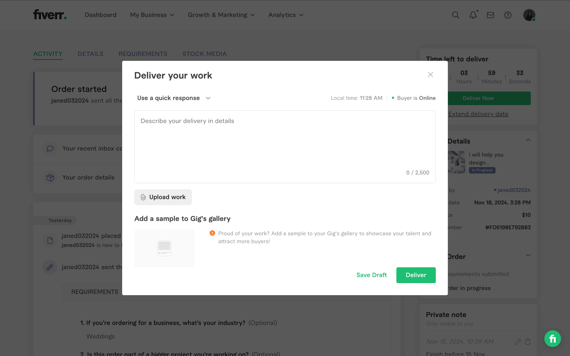 Fiverr Web Business interface screenshot 15