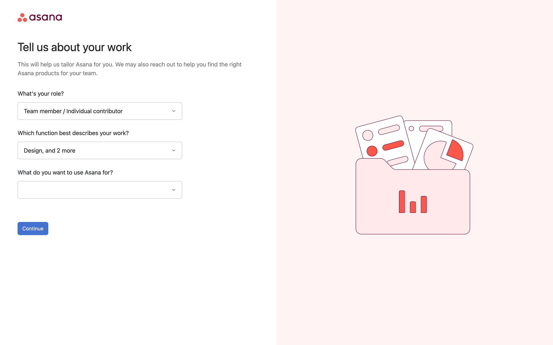 Completing onboarding on Asana (web) screen 7