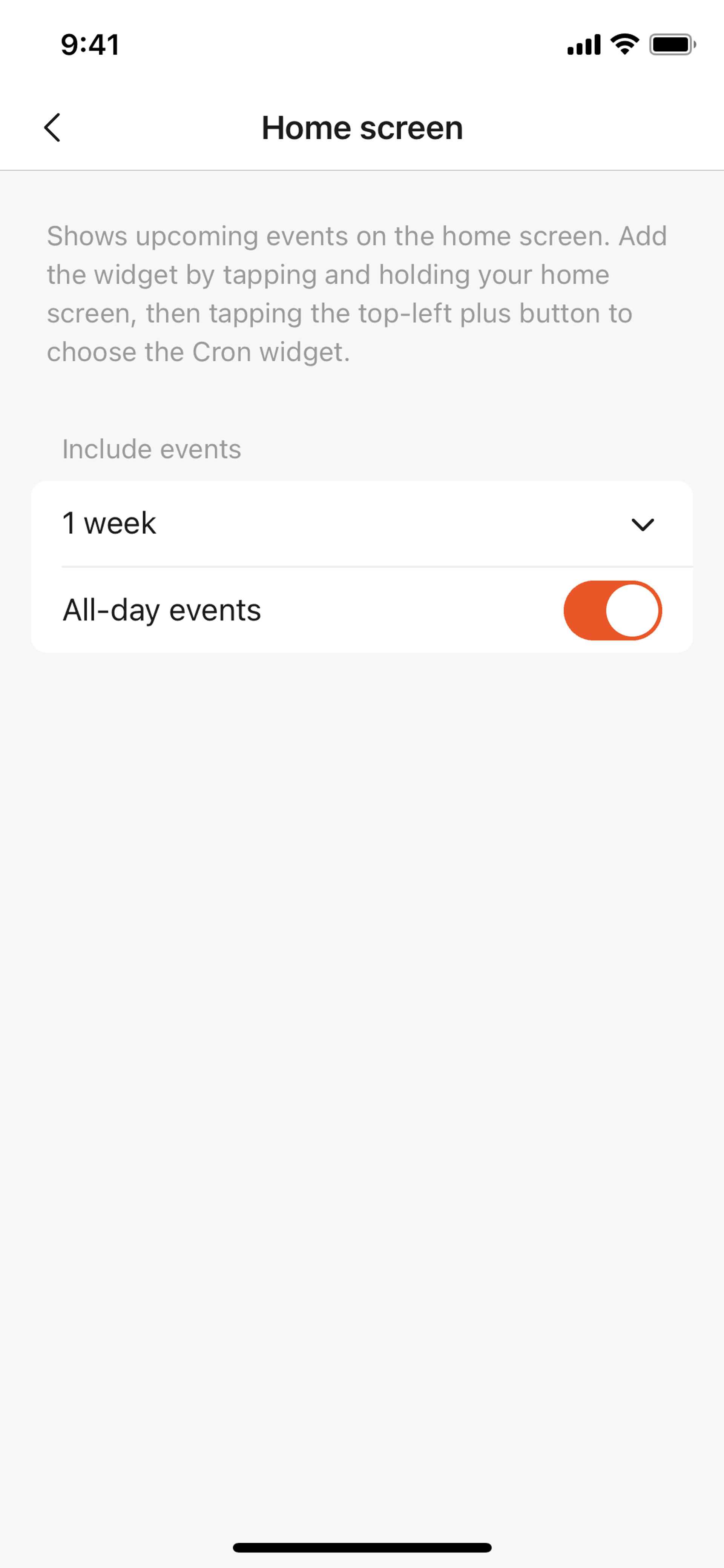 Cron Calendar iOS Productivity interface screenshot 3