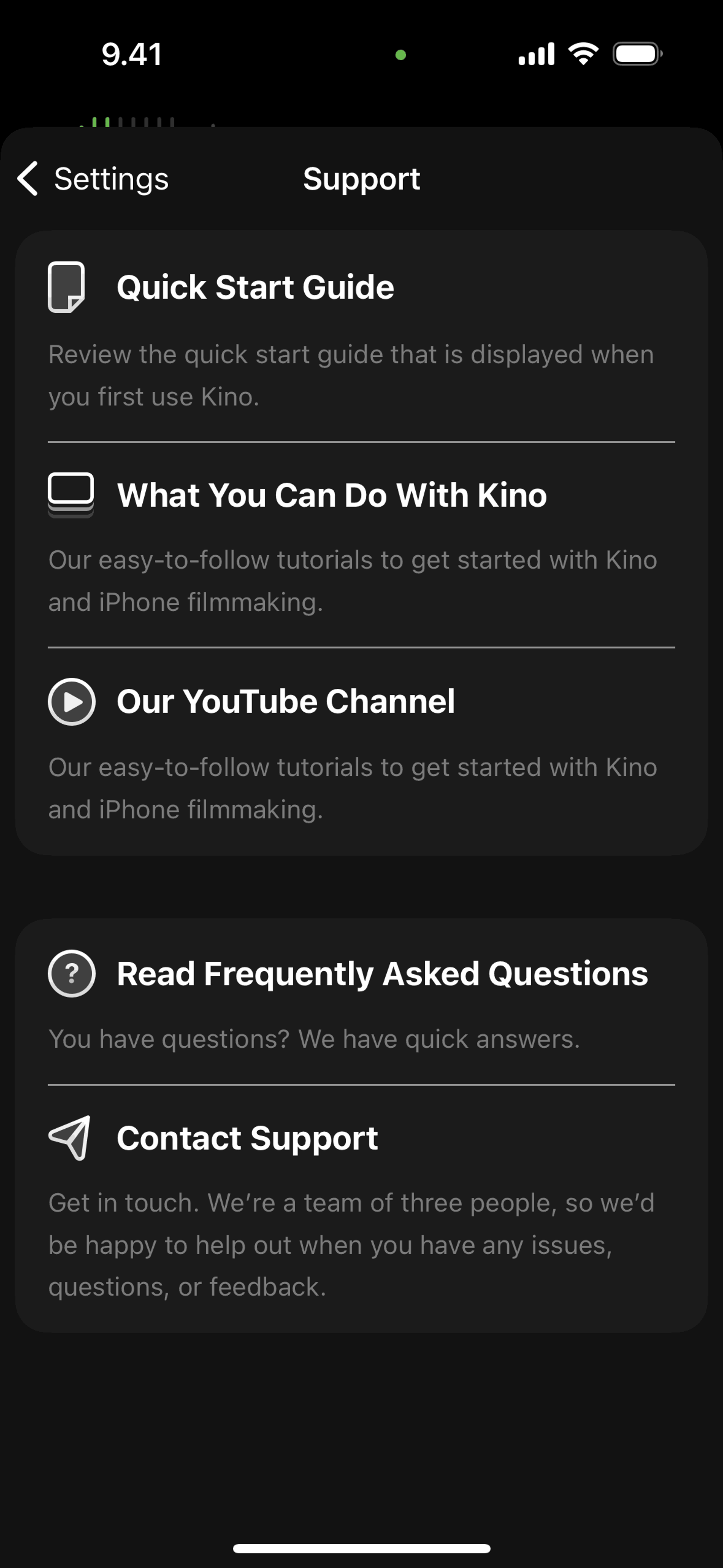 Kino iOS Photo & Video interface screenshot 24