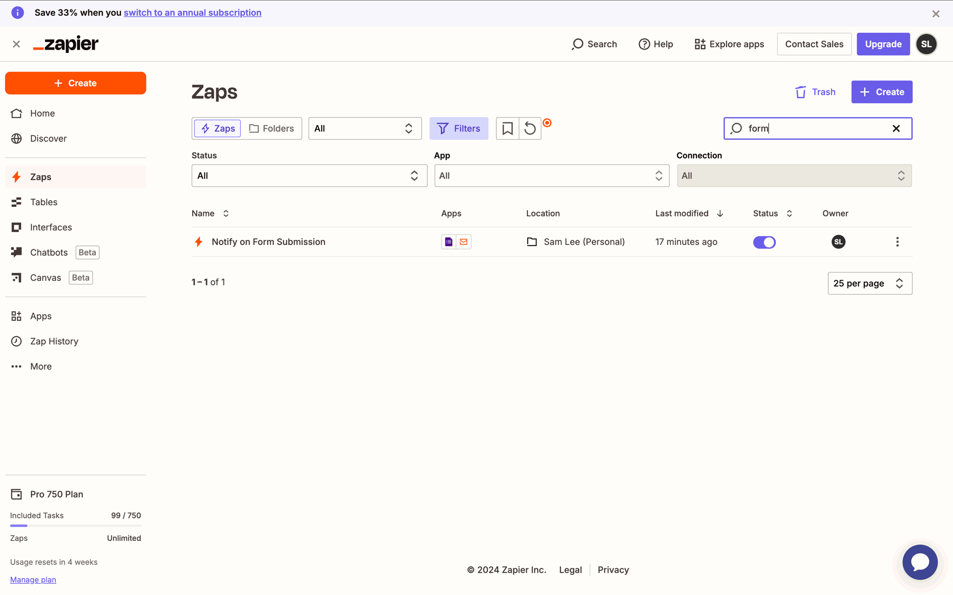 Zapier Web Productivity interface screenshot 18