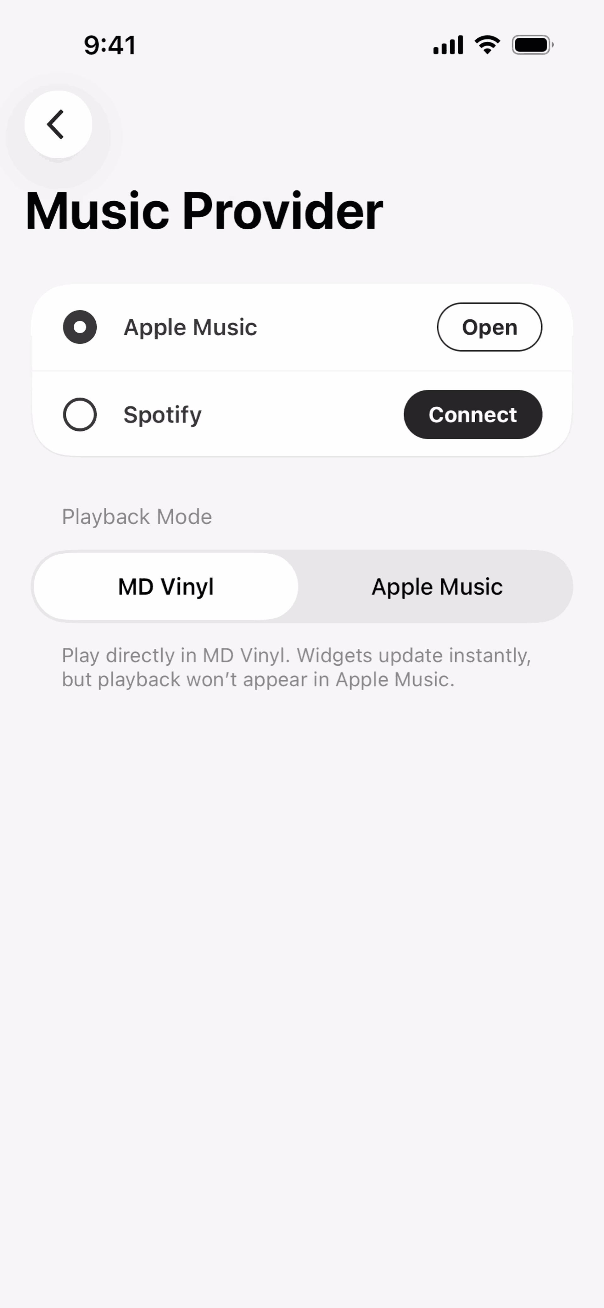 MD Vinyl iOS Music & Audio interface screenshot 3