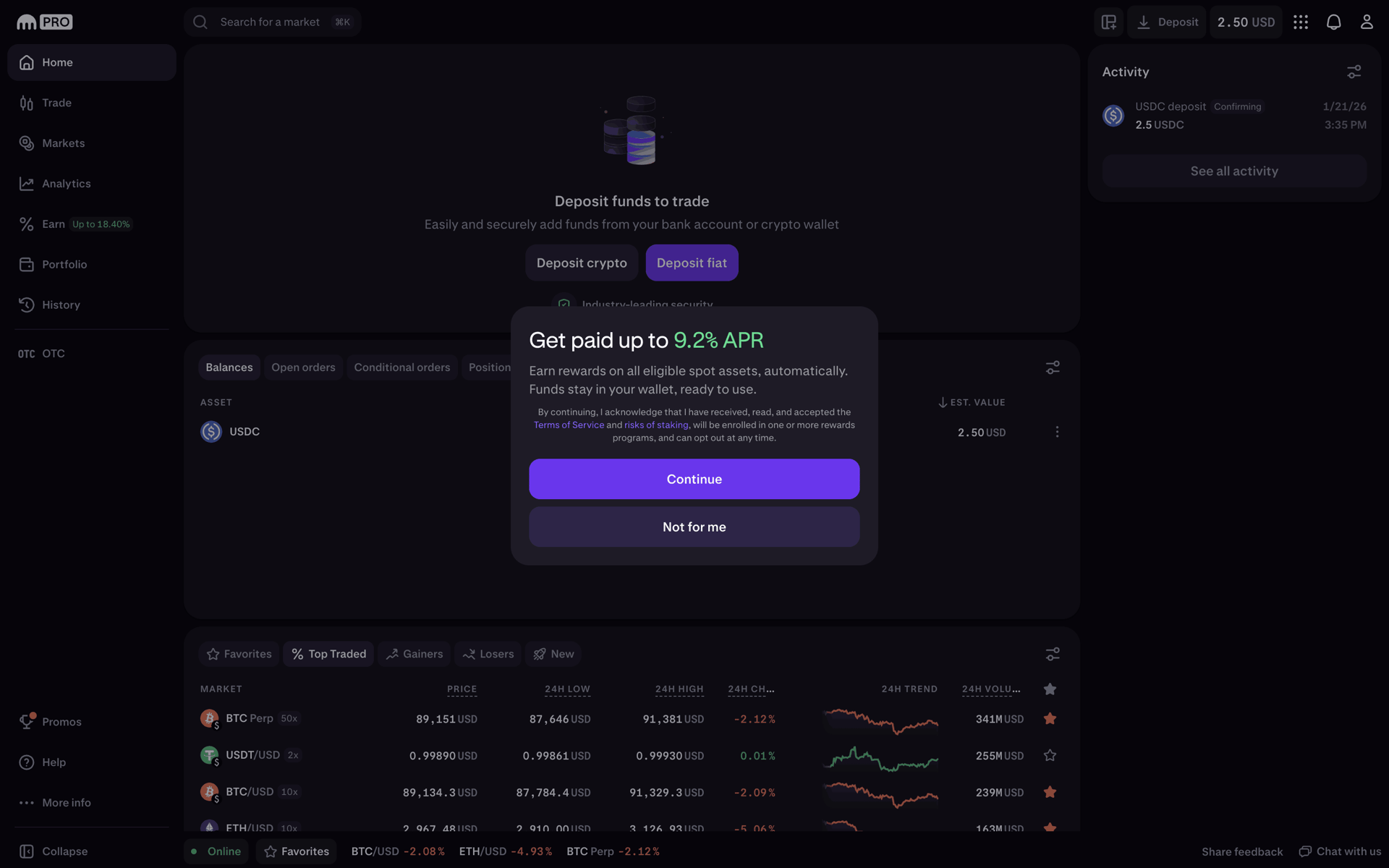Kraken Web Finance interface screenshot 2