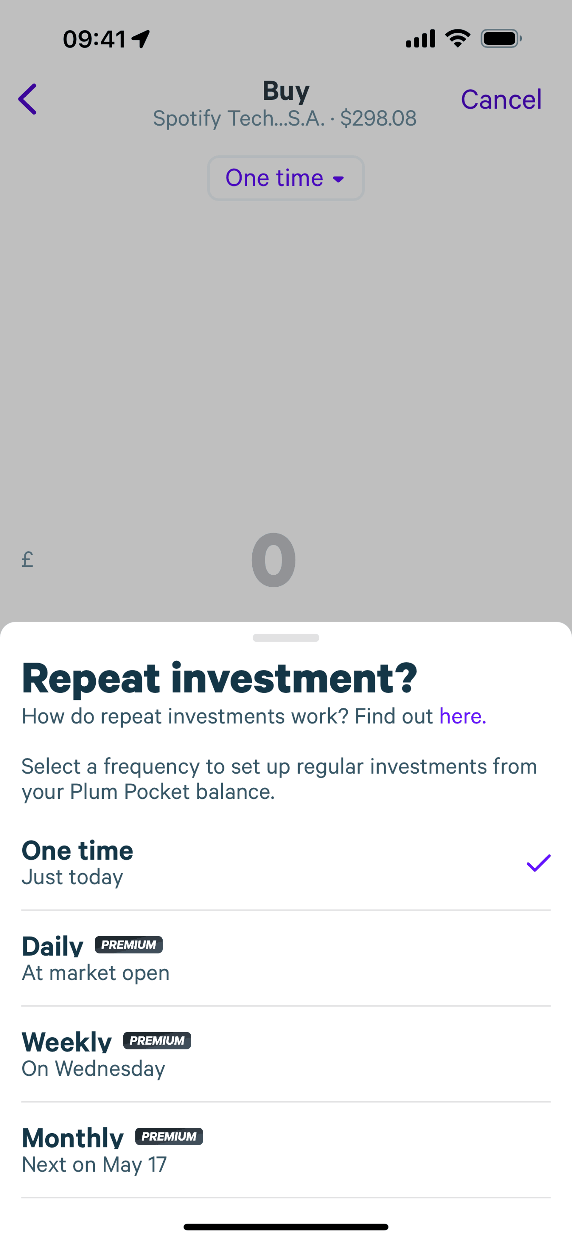 Plum iOS Finance interface screenshot 8
