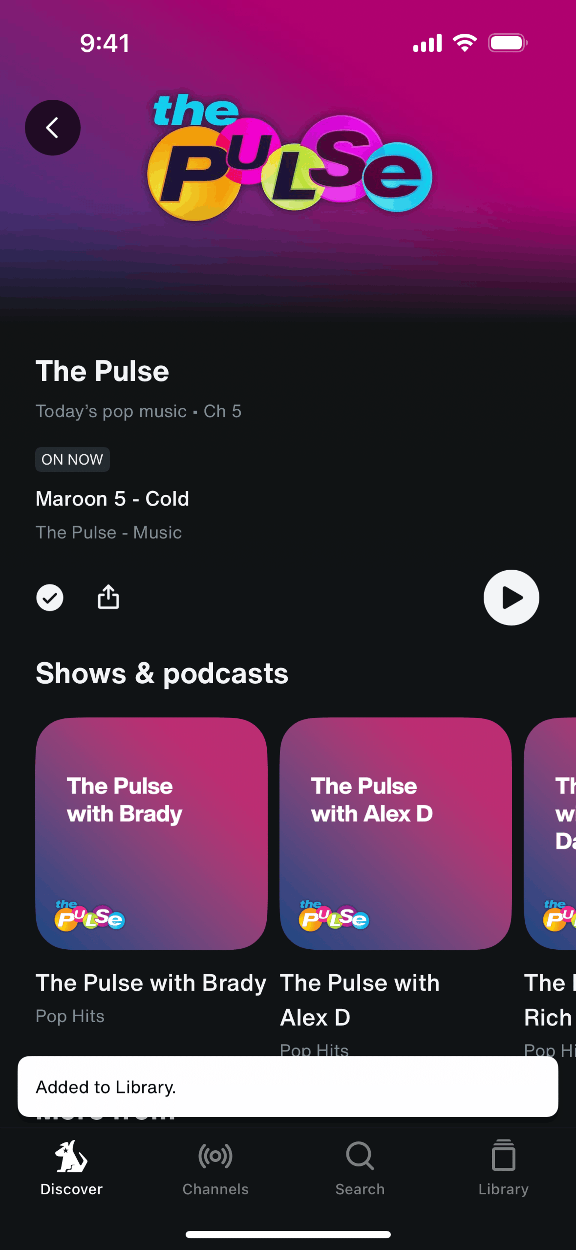 SiriusXM iOS Music & Audio interface screenshot 15
