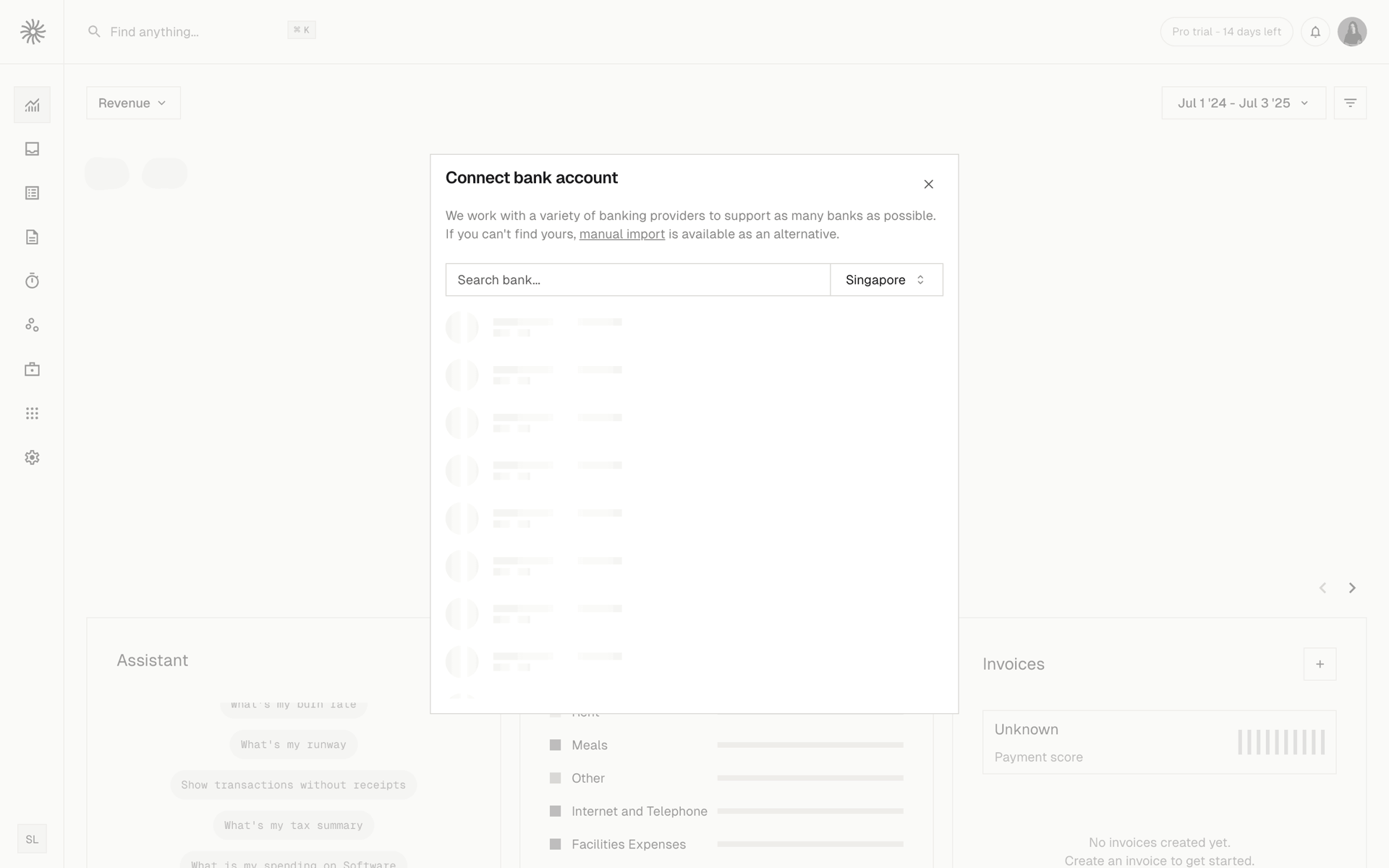 Midday Web Finance interface screenshot 18