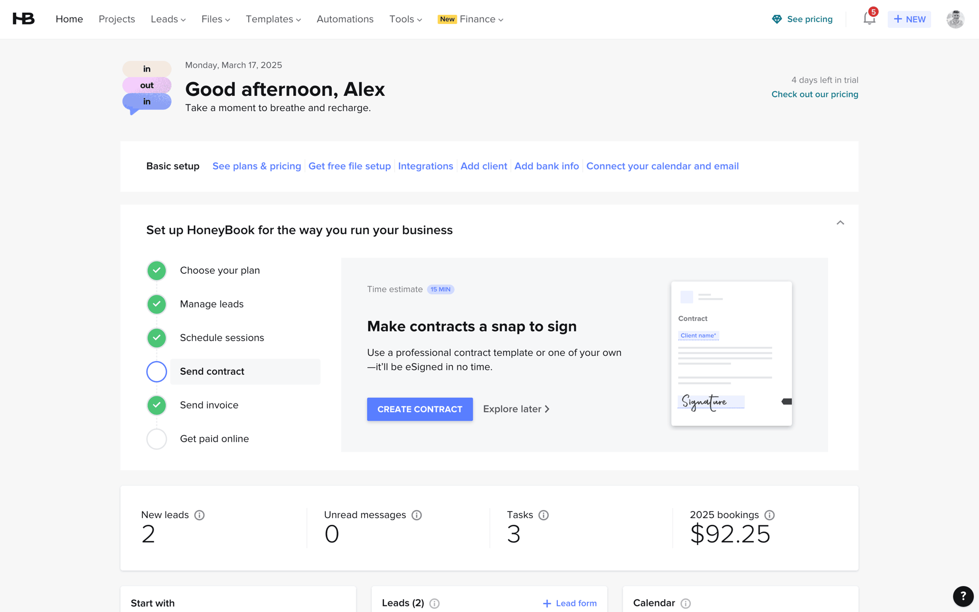 HoneyBook Web Business interface screenshot 19