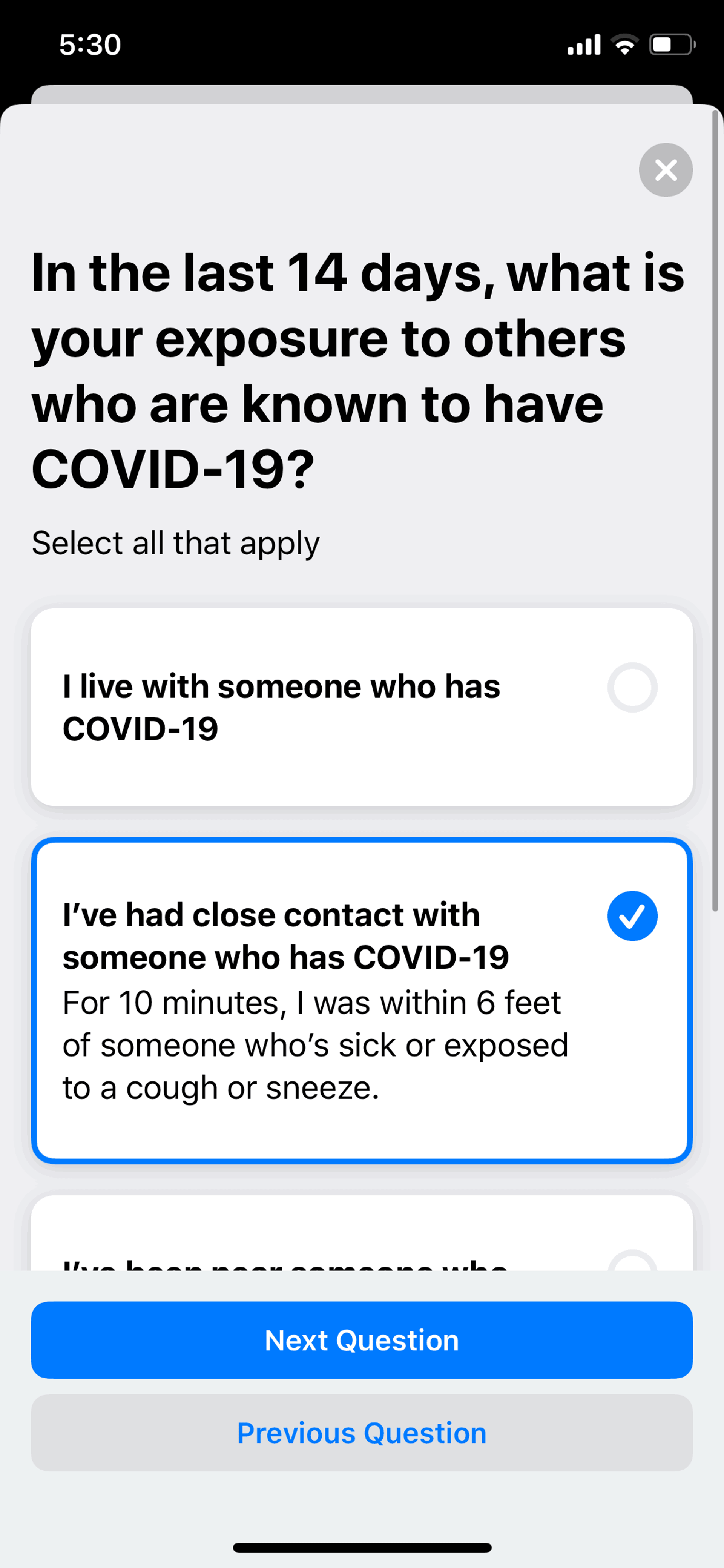 Apple COVID 19 iOS Health & Fitness interface screenshot 14