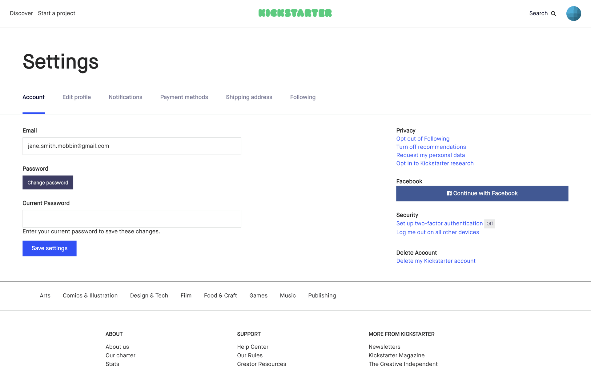 Kickstarter Web Social Networking interface screenshot 24