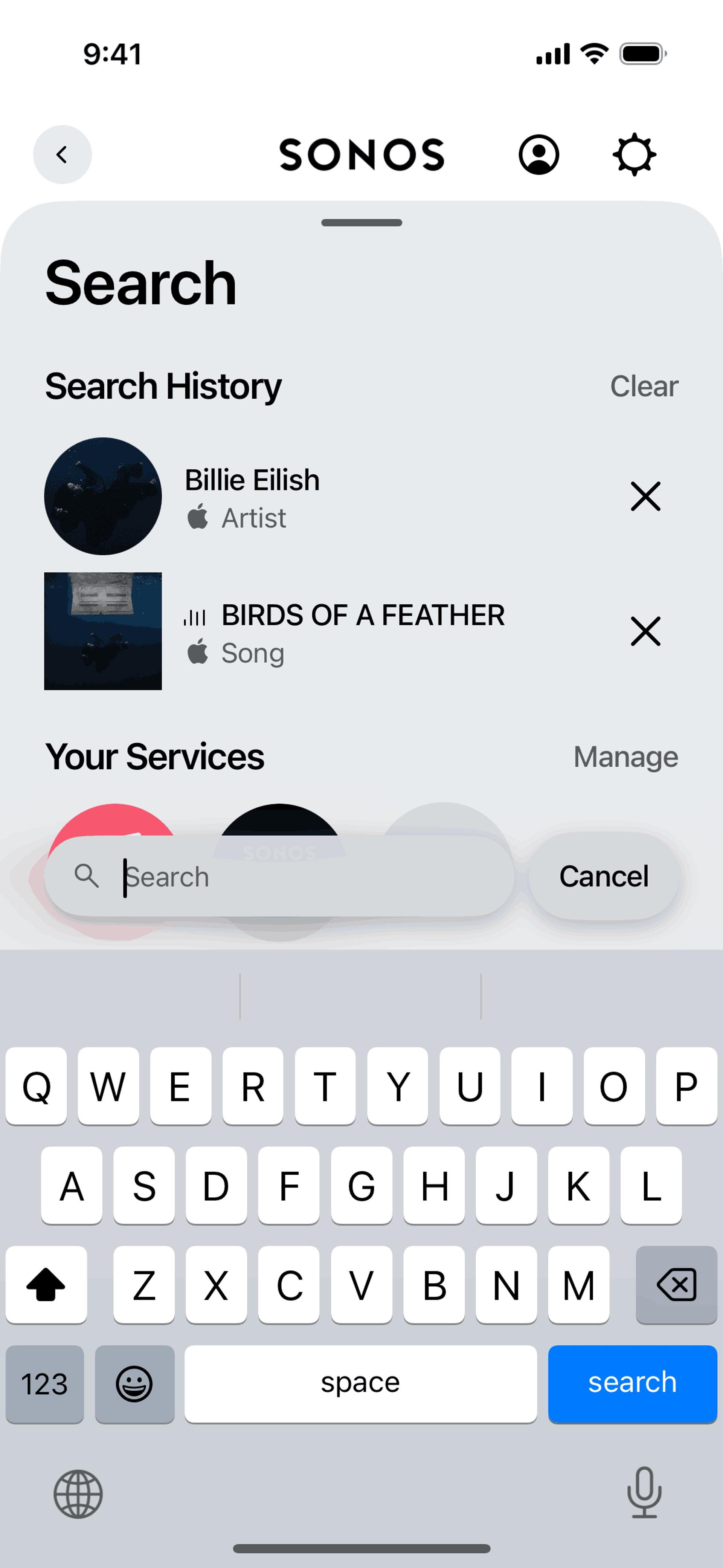 Searching Sonos on Sonos (ios) screen 2