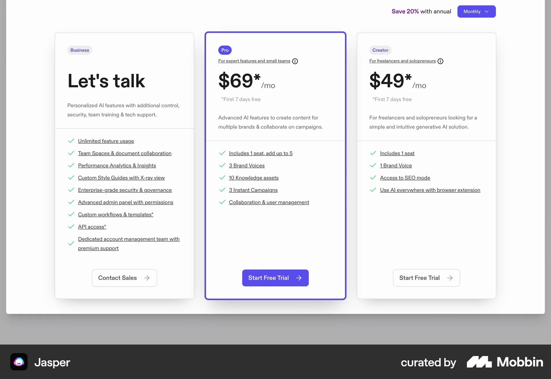 Subscribing to Jasper on Jasper (web) screen 1