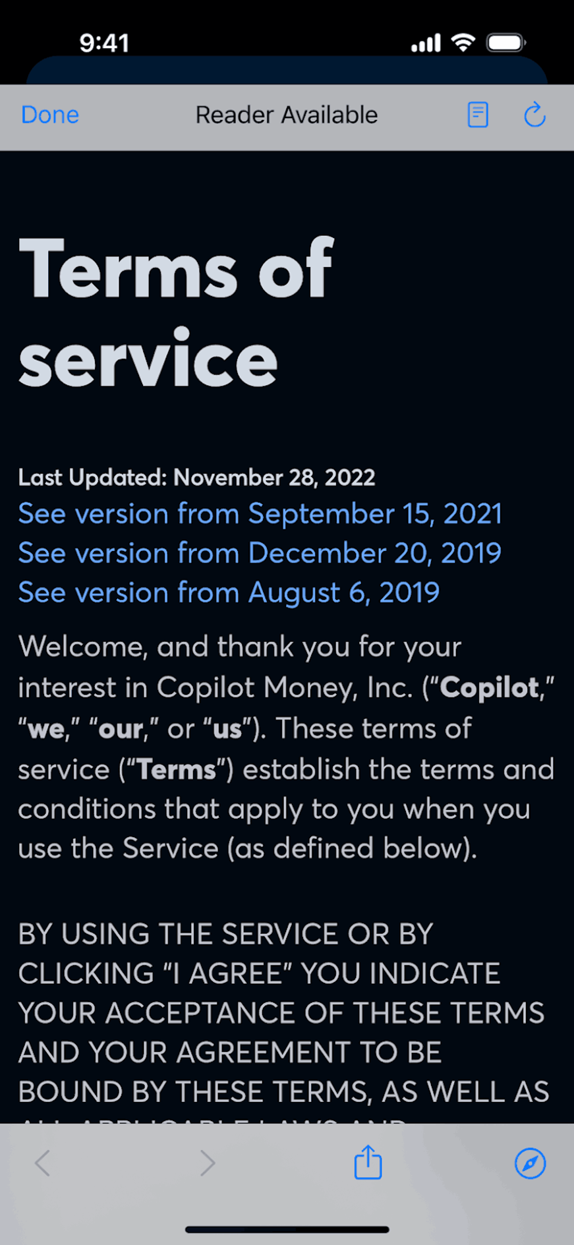 Copilot iOS Finance interface screenshot 17
