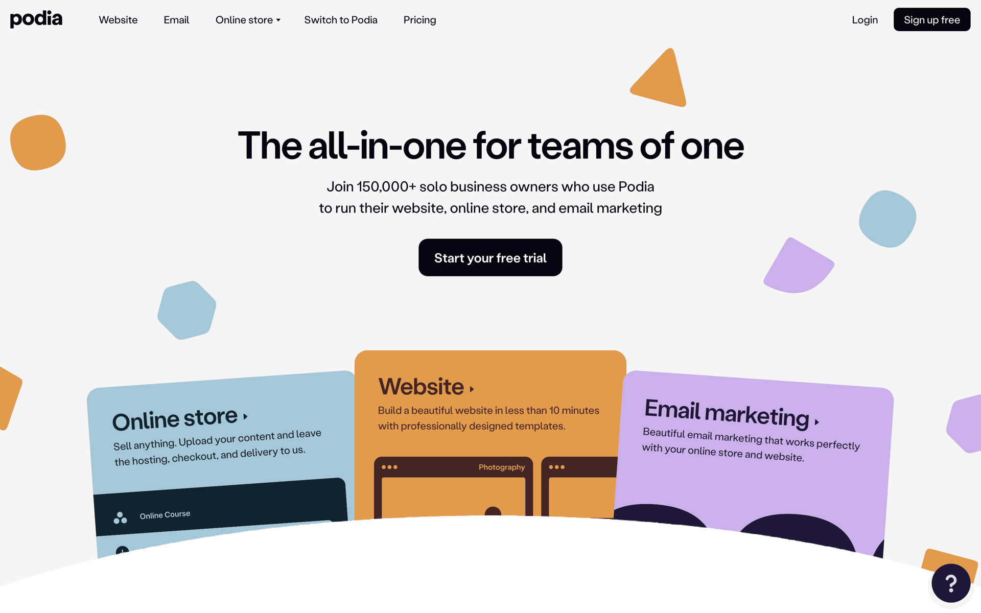 Podia Web Business interface screenshot 1