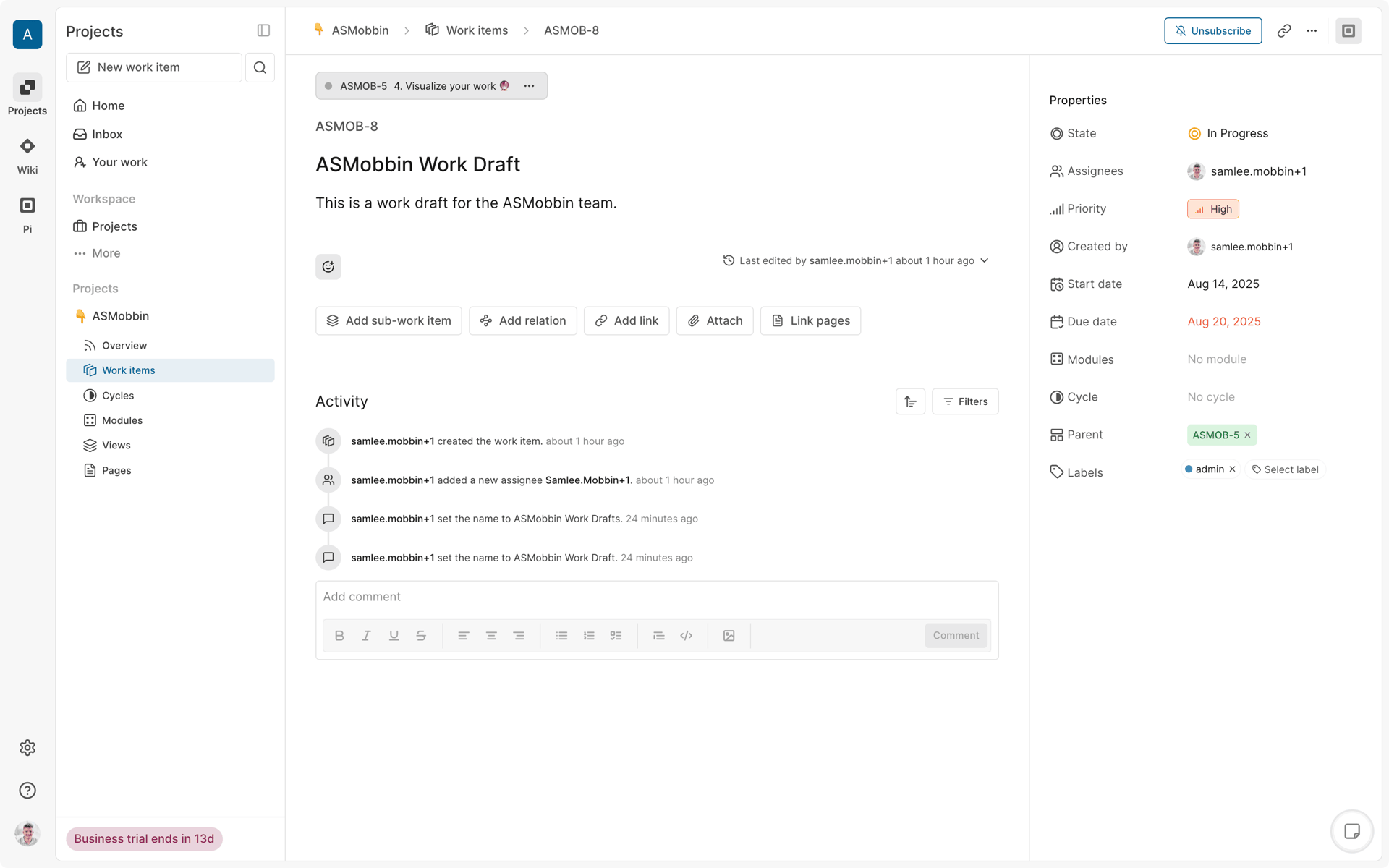 Plane Web Business interface screenshot 6