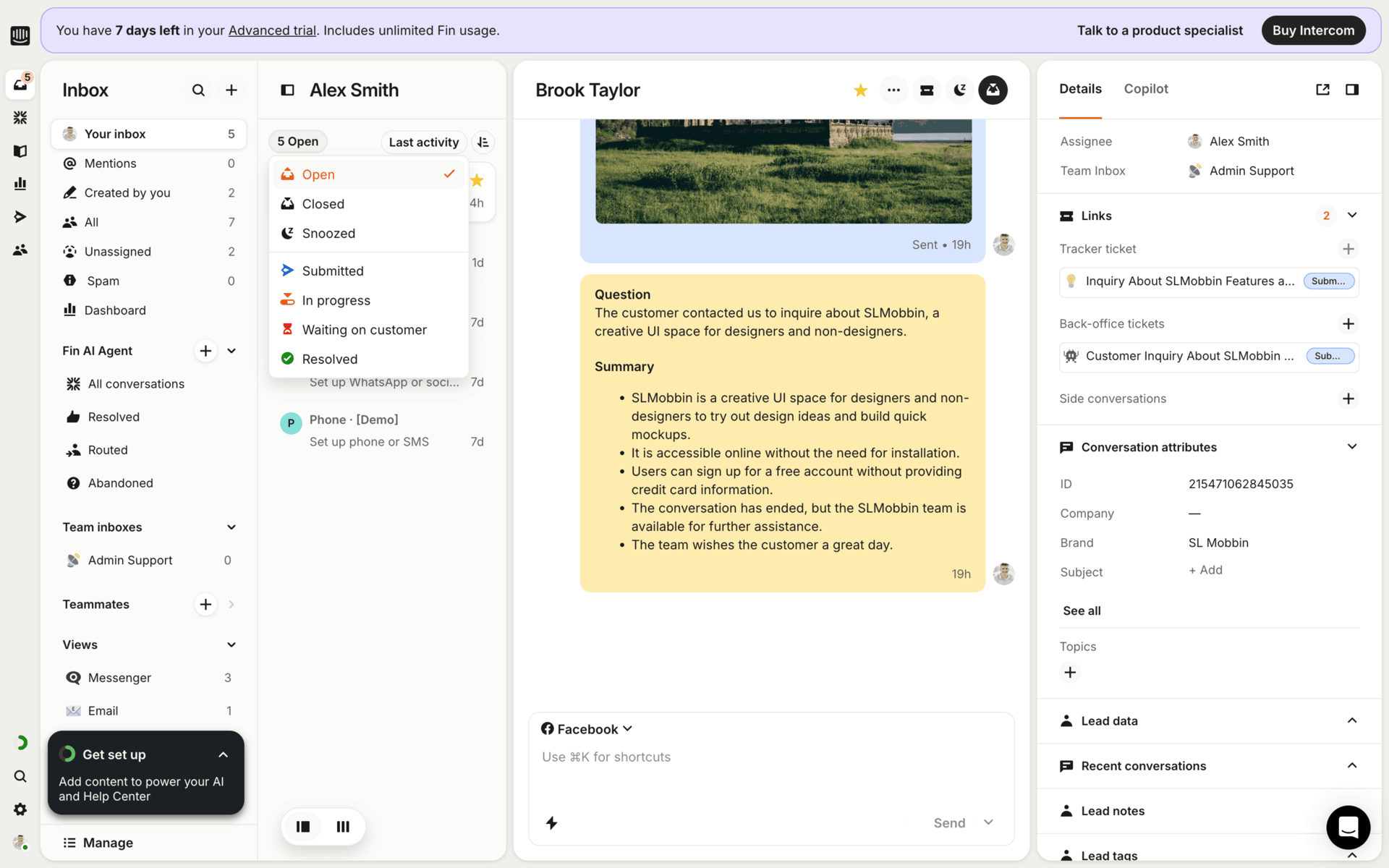 Intercom Web Business interface screenshot 21