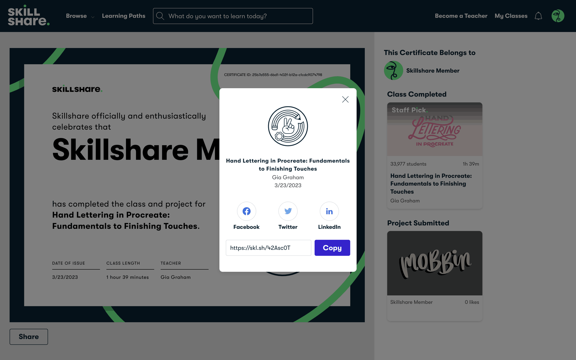 Skillshare Web Education interface screenshot 11