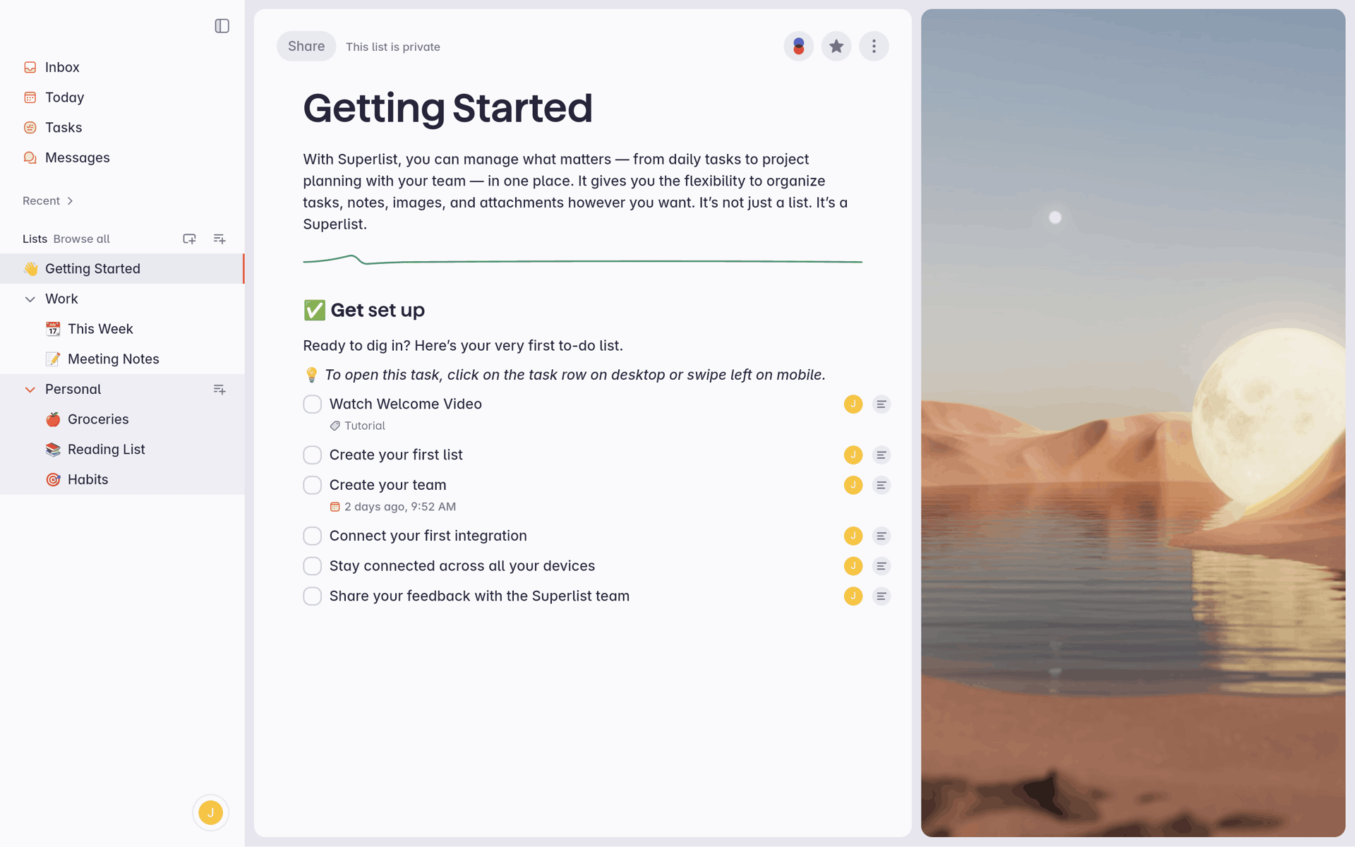 Superlist Web Productivity interface screenshot 6