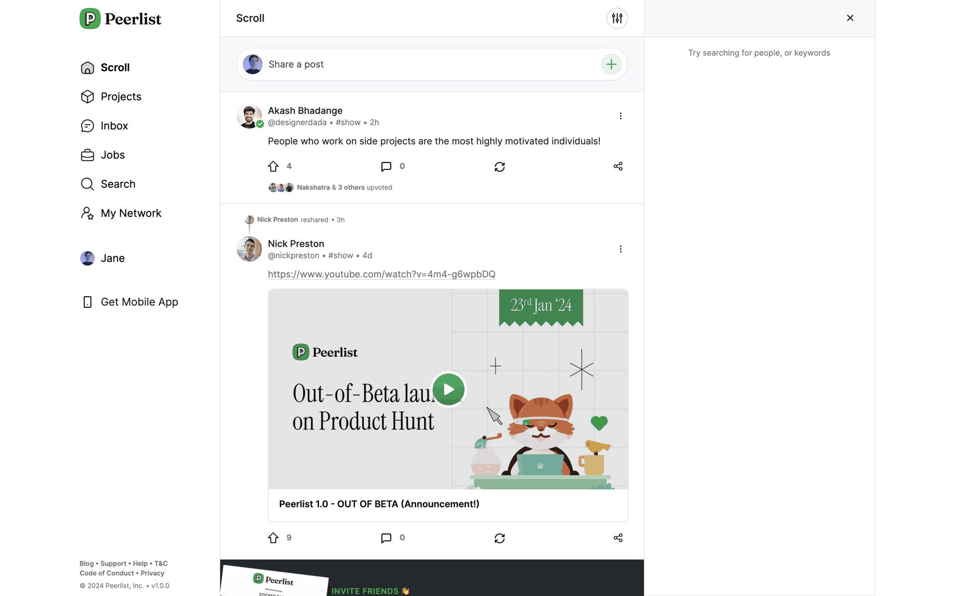 Peerlist Web Social Networking interface screenshot 4