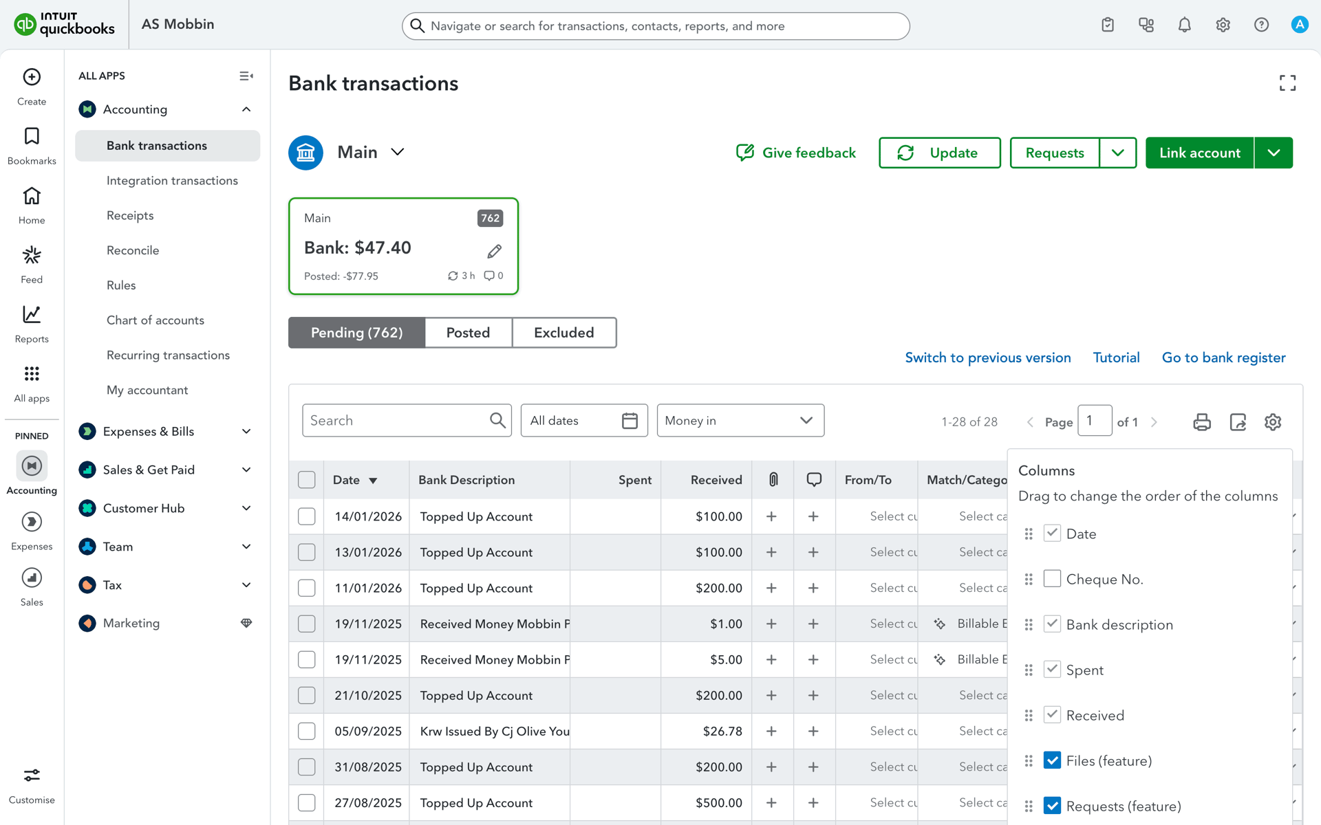 QuickBooks Web accounting interface screenshot 10