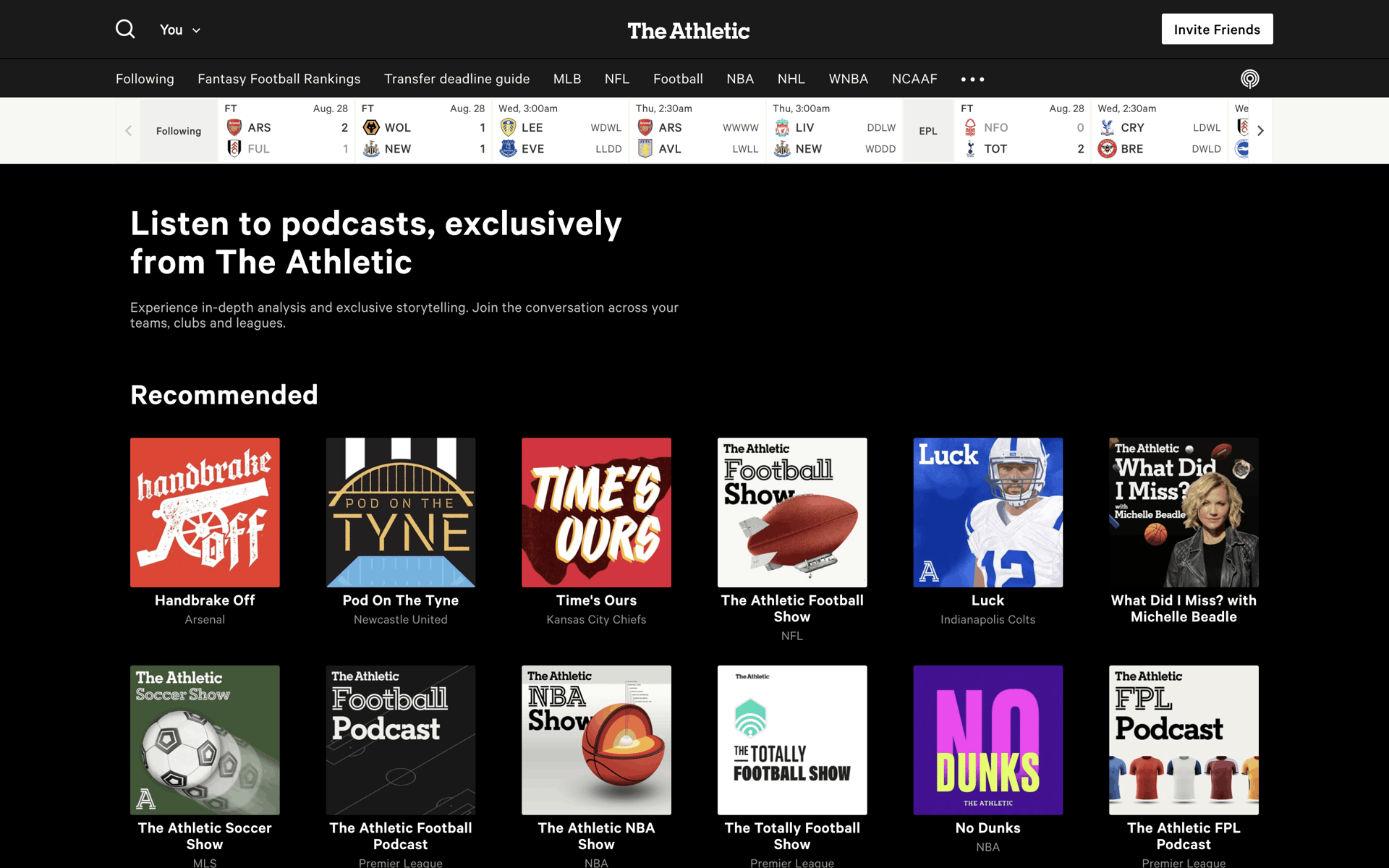 The Athletic Web Sports interface screenshot 10