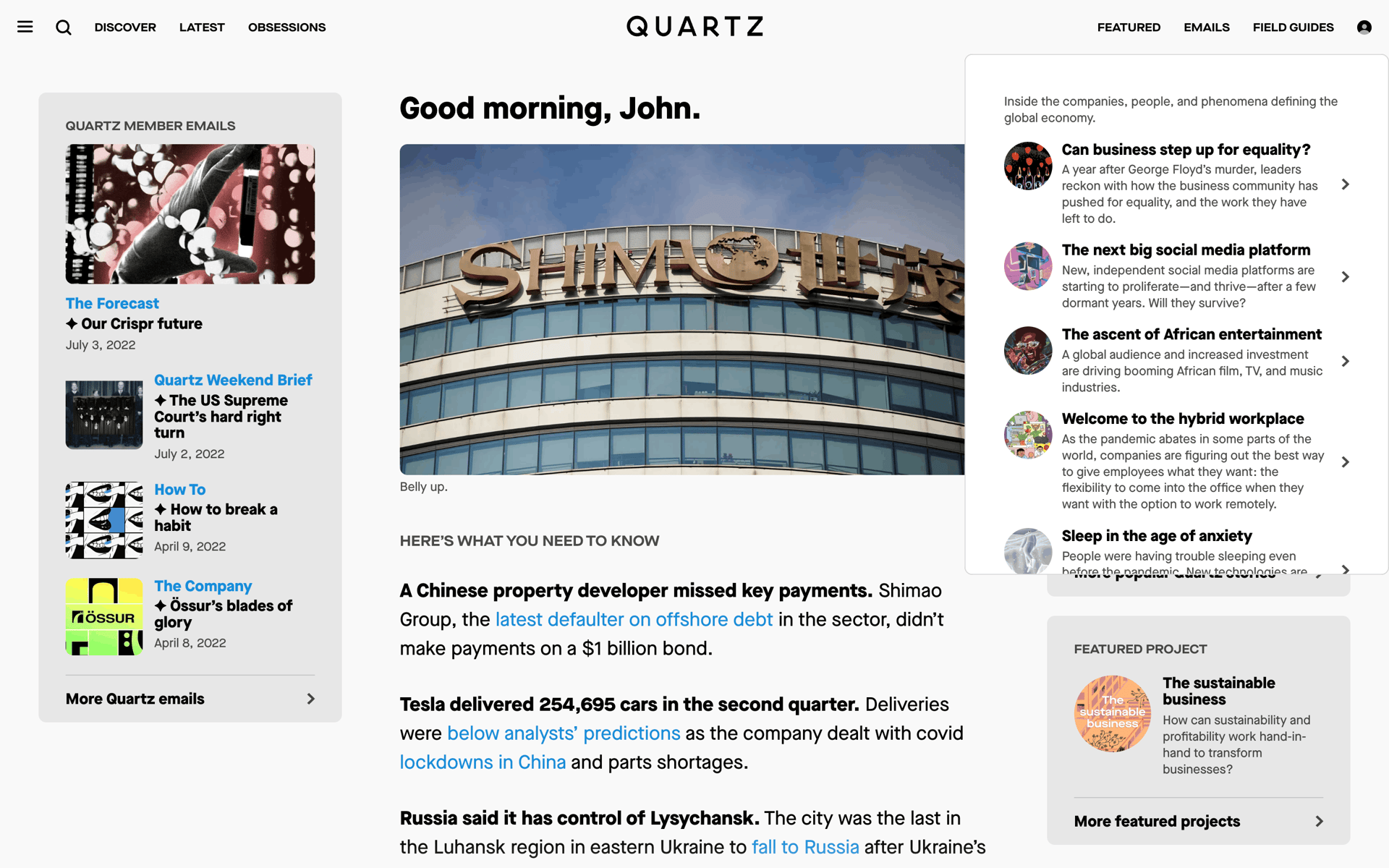 Quartz Web News interface screenshot 14
