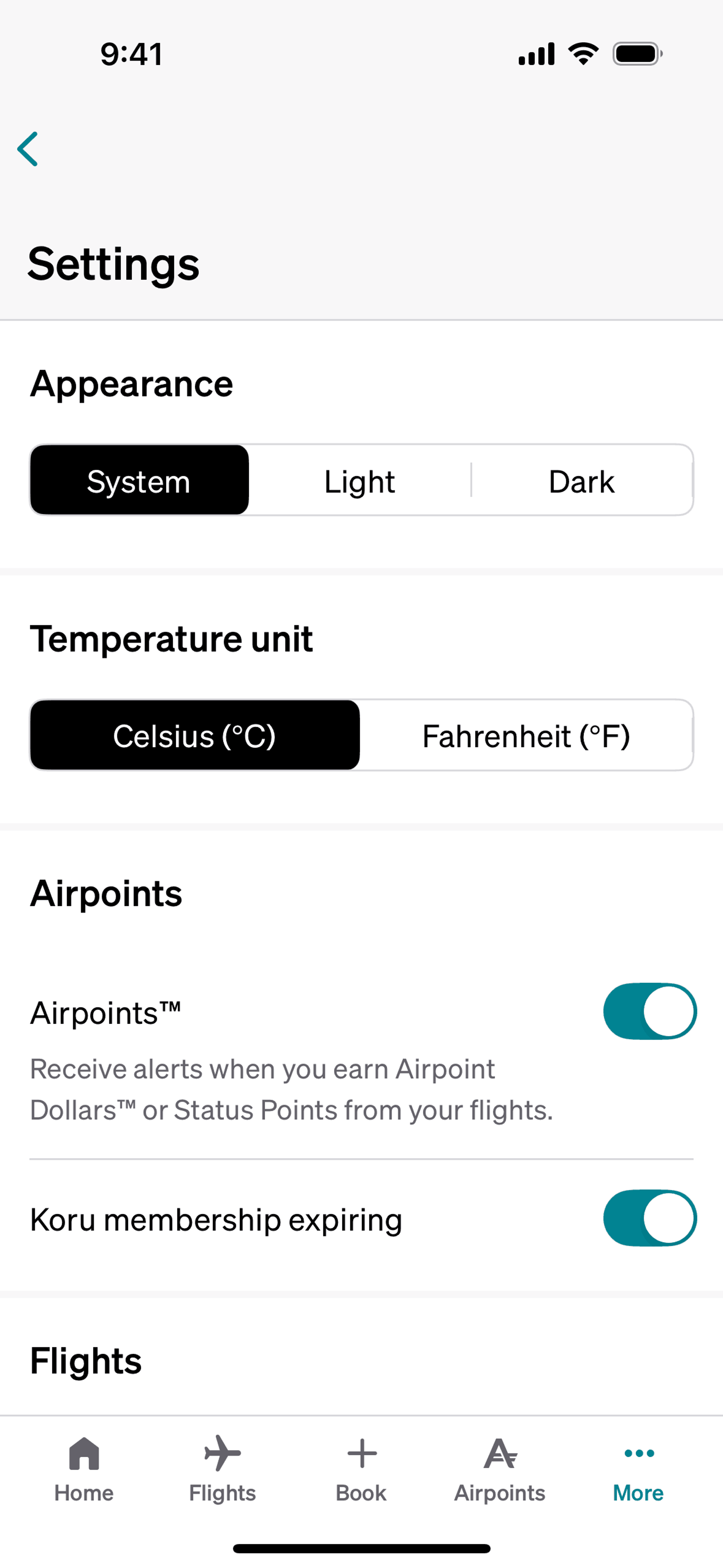 Air NZ iOS Travel & Transportation interface screenshot 19