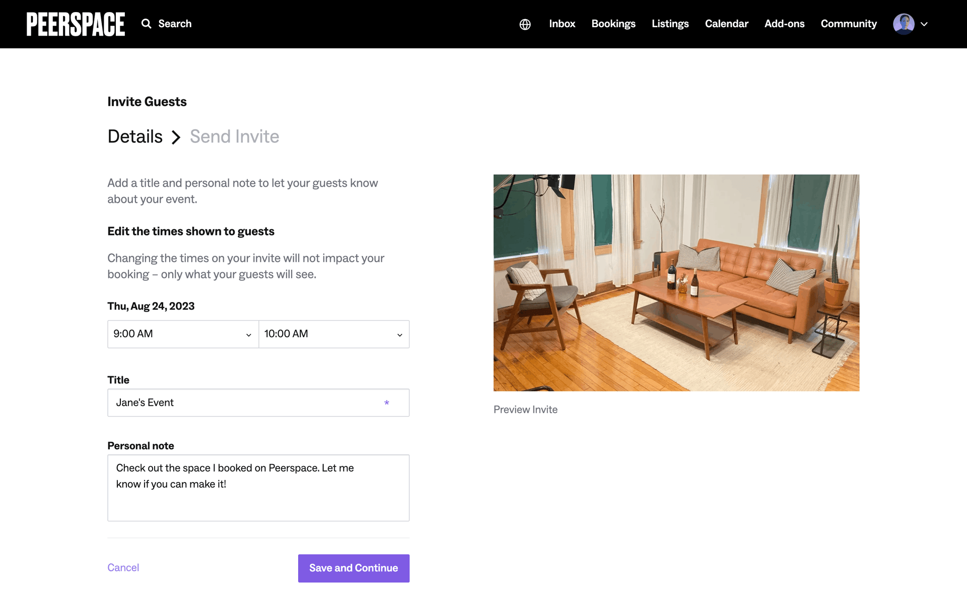 Peerspace Web Lifestyle interface screenshot 12