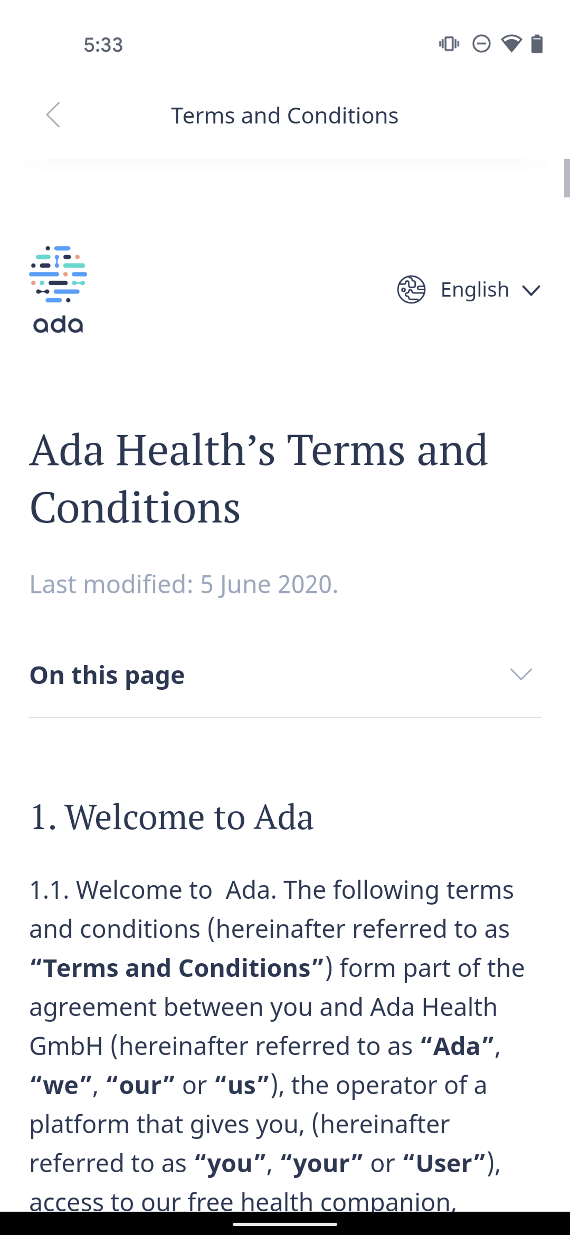 Ada Android Medical interface screenshot 11