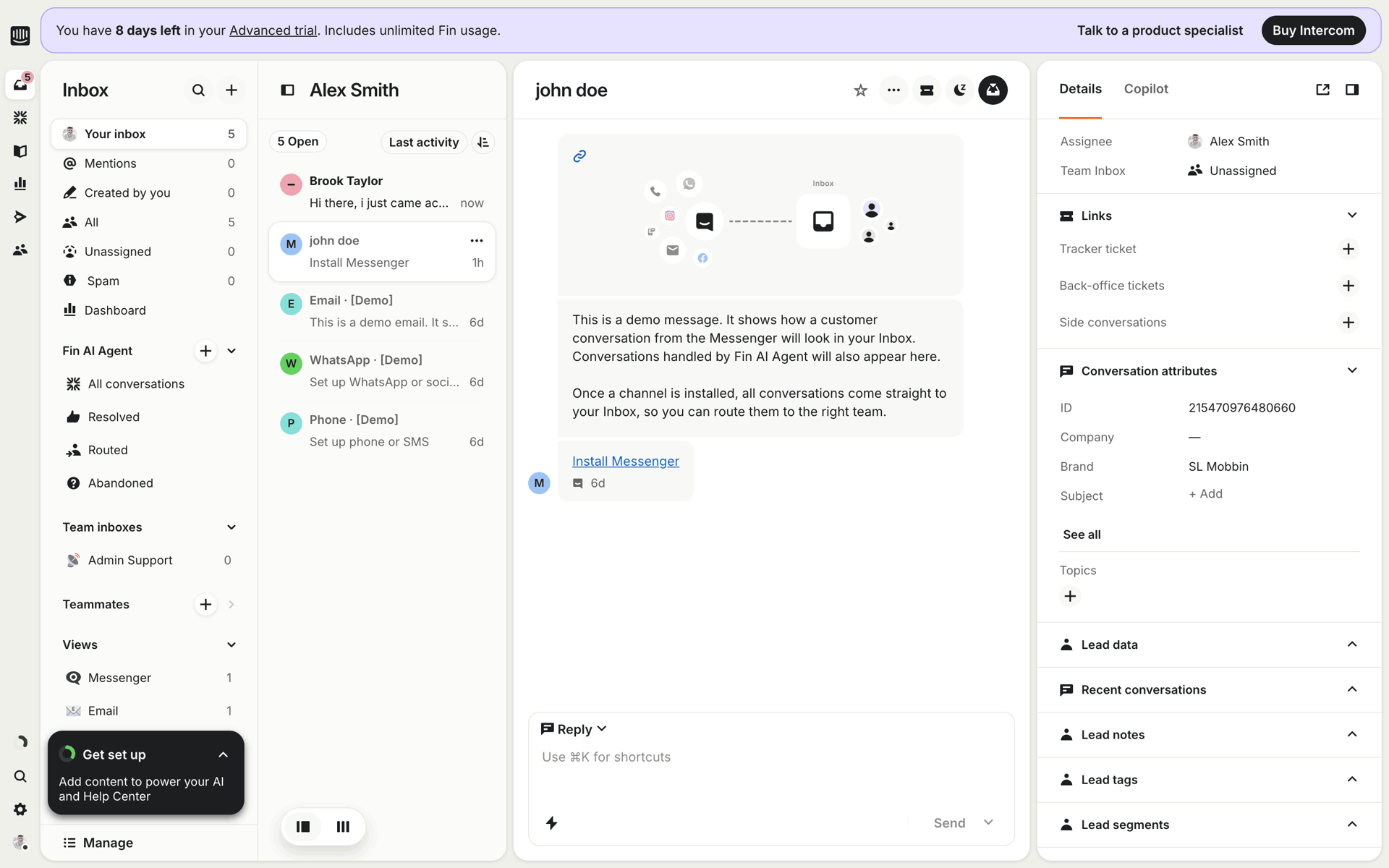 Intercom Web Business interface screenshot 5