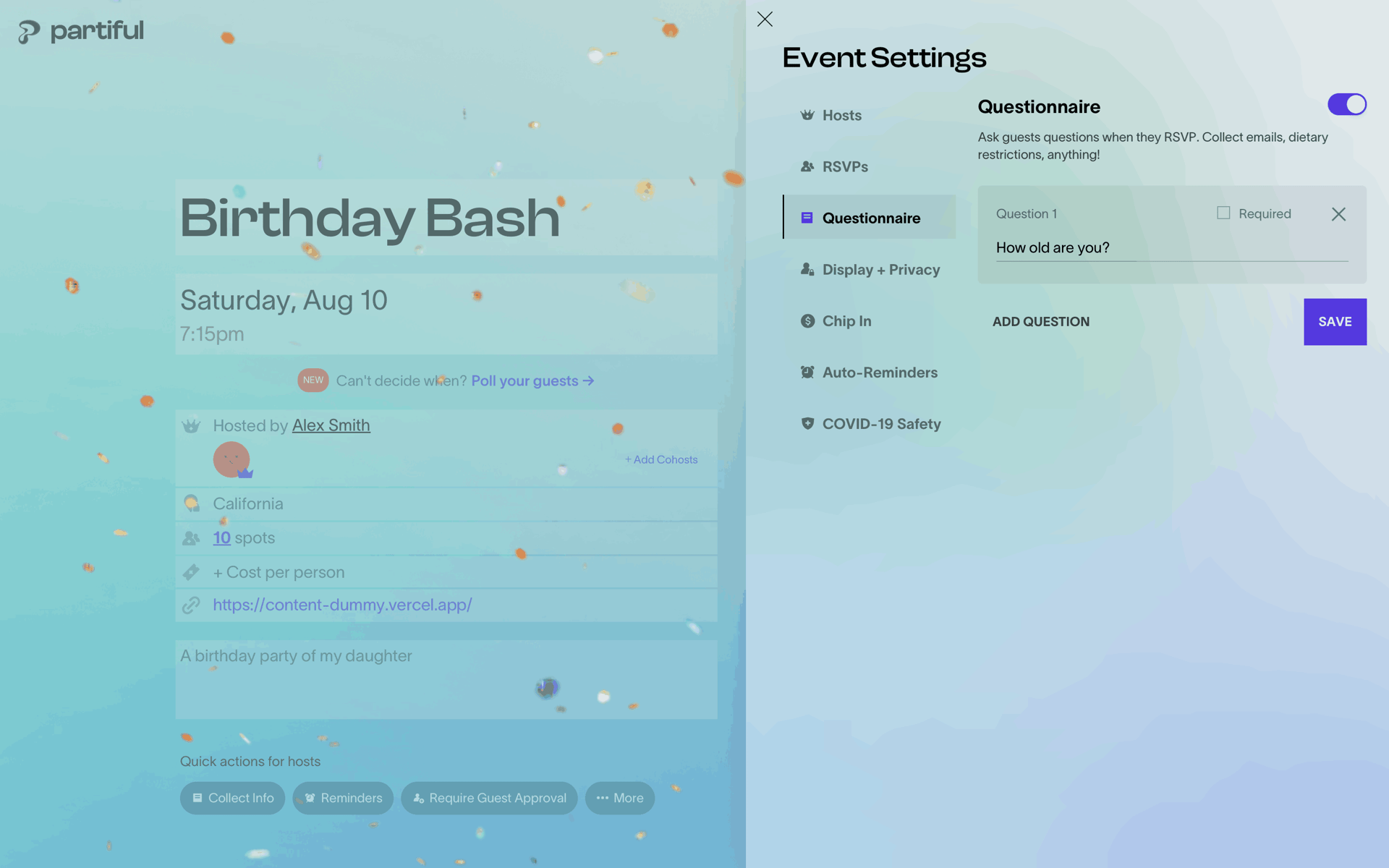 Partiful Web Lifestyle interface screenshot 9