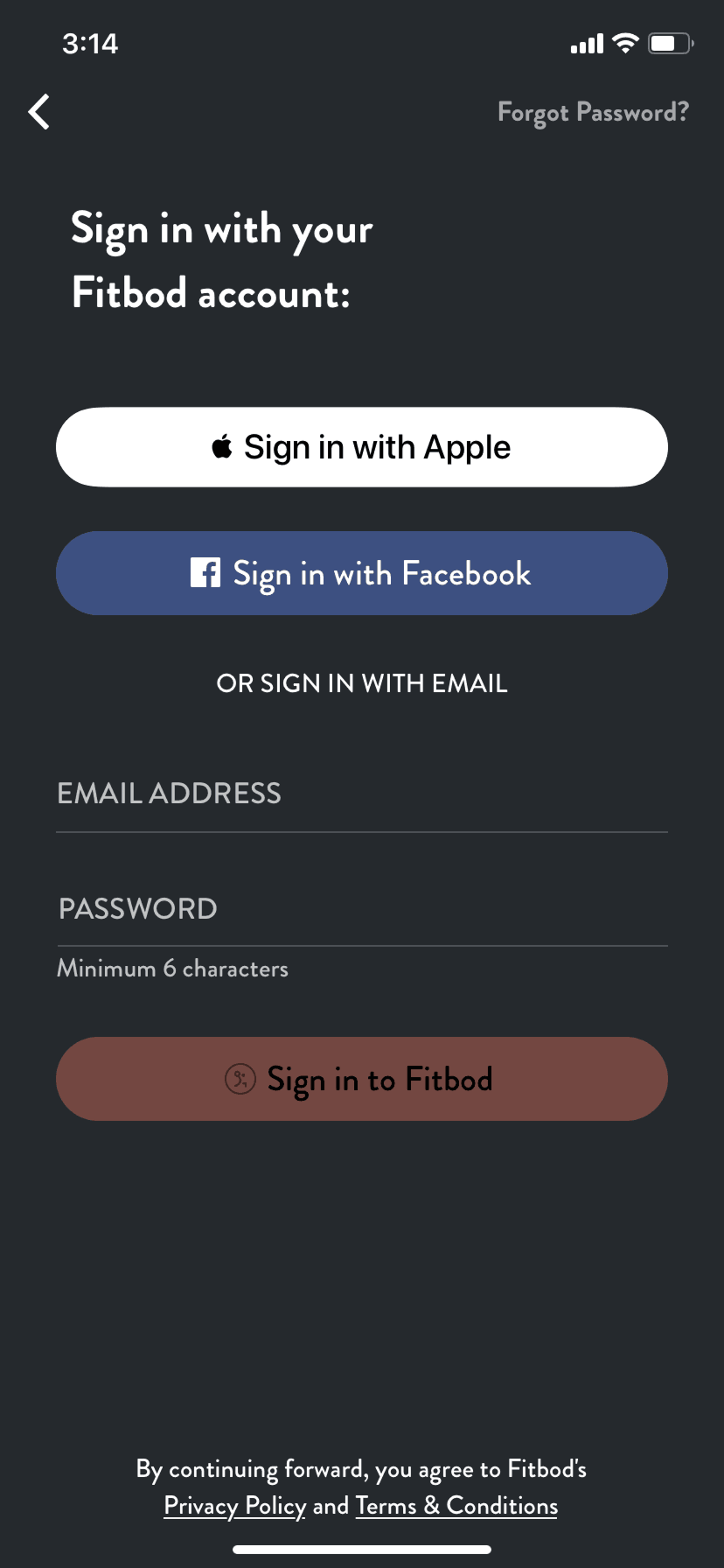 Fitbod iOS Health & Fitness interface screenshot 6