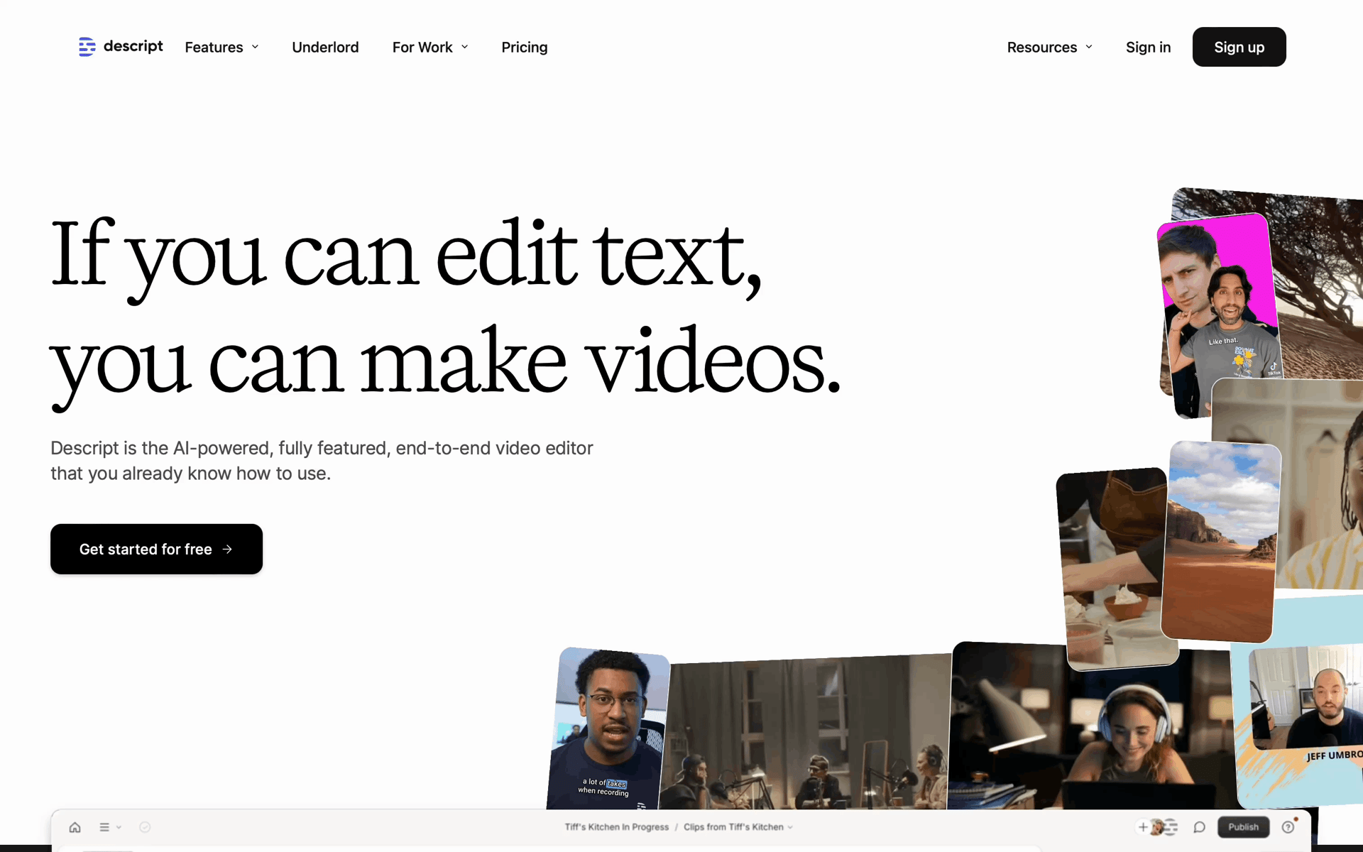 Descript Web Photo & Video interface screenshot 1