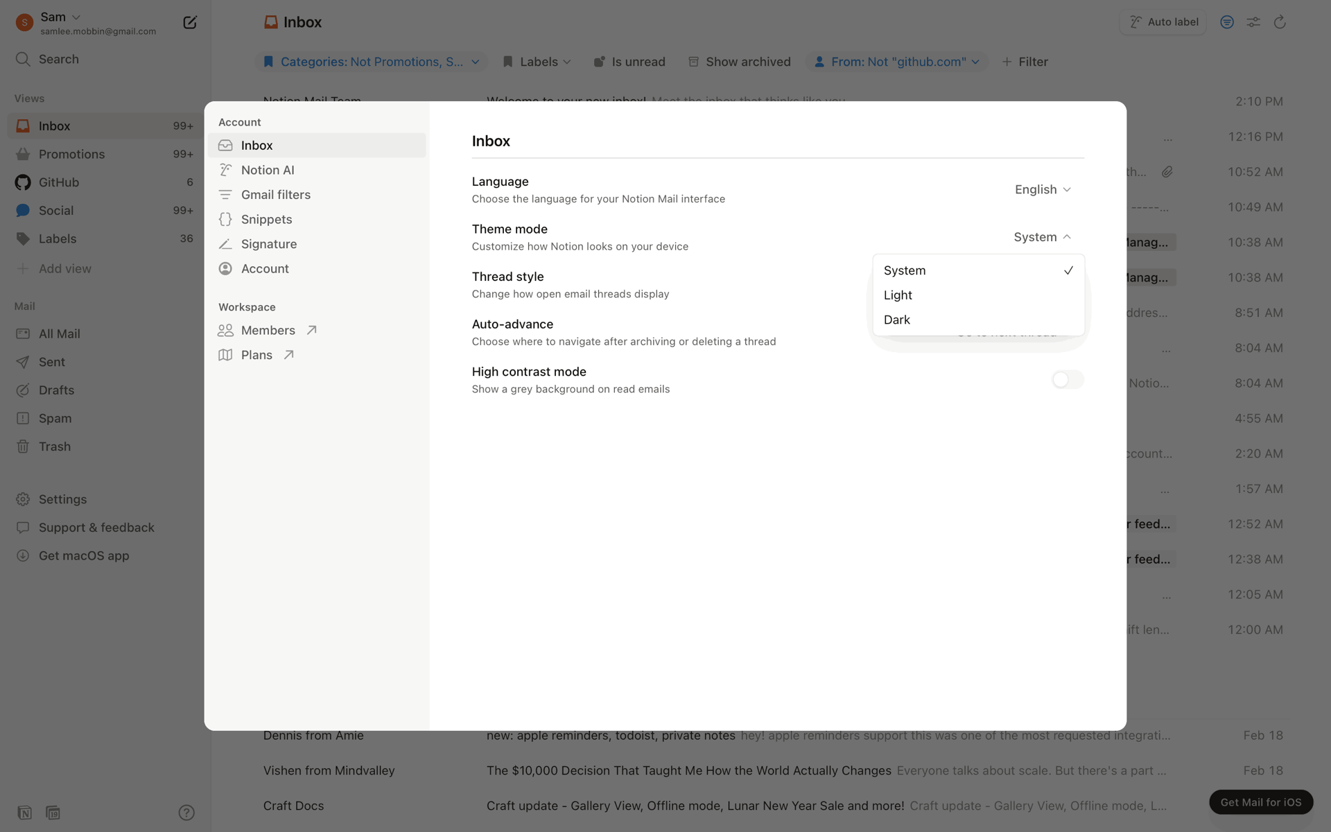 Notion Mail Web Productivity interface screenshot 12