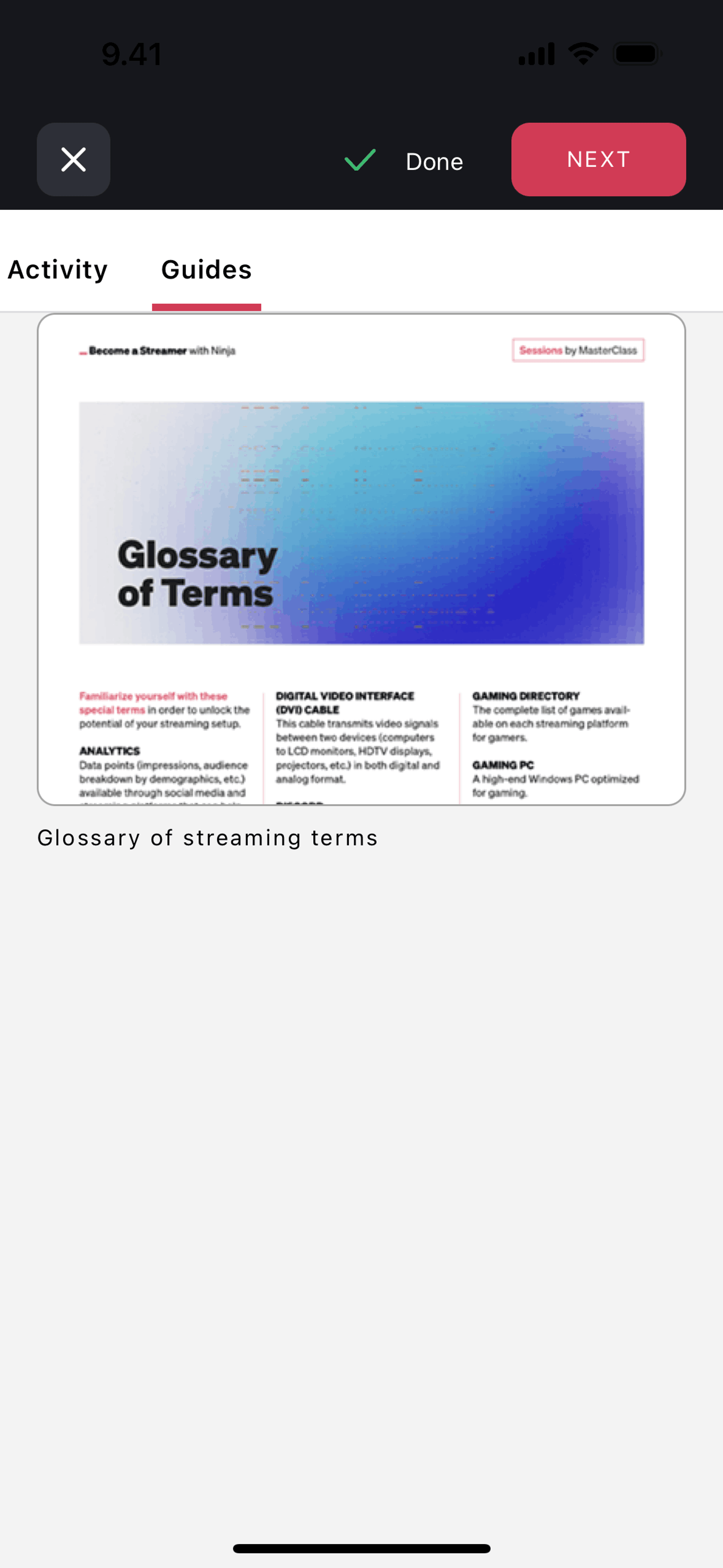 MasterClass iOS Education interface screenshot 4