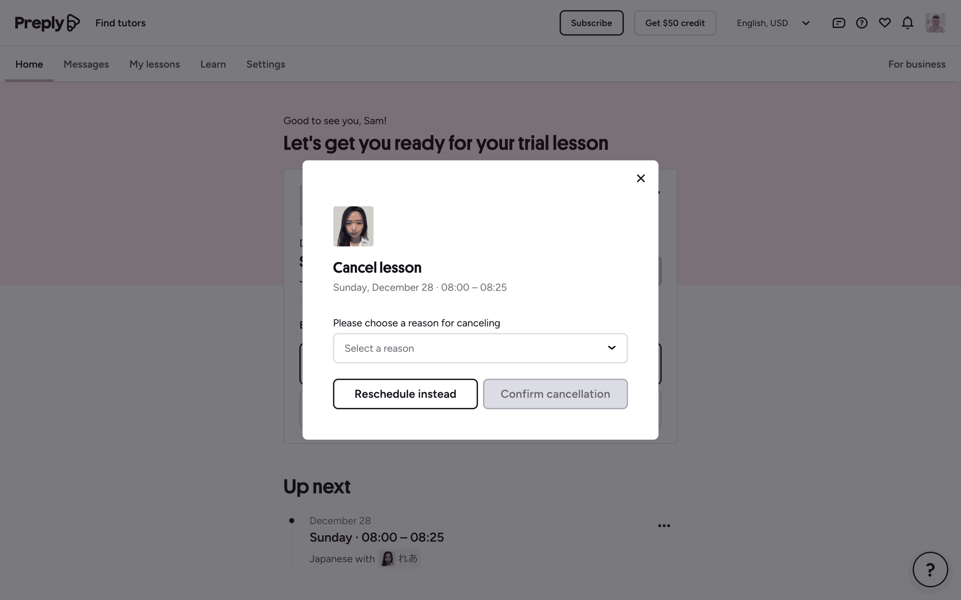 Preply Web Education interface screenshot 3