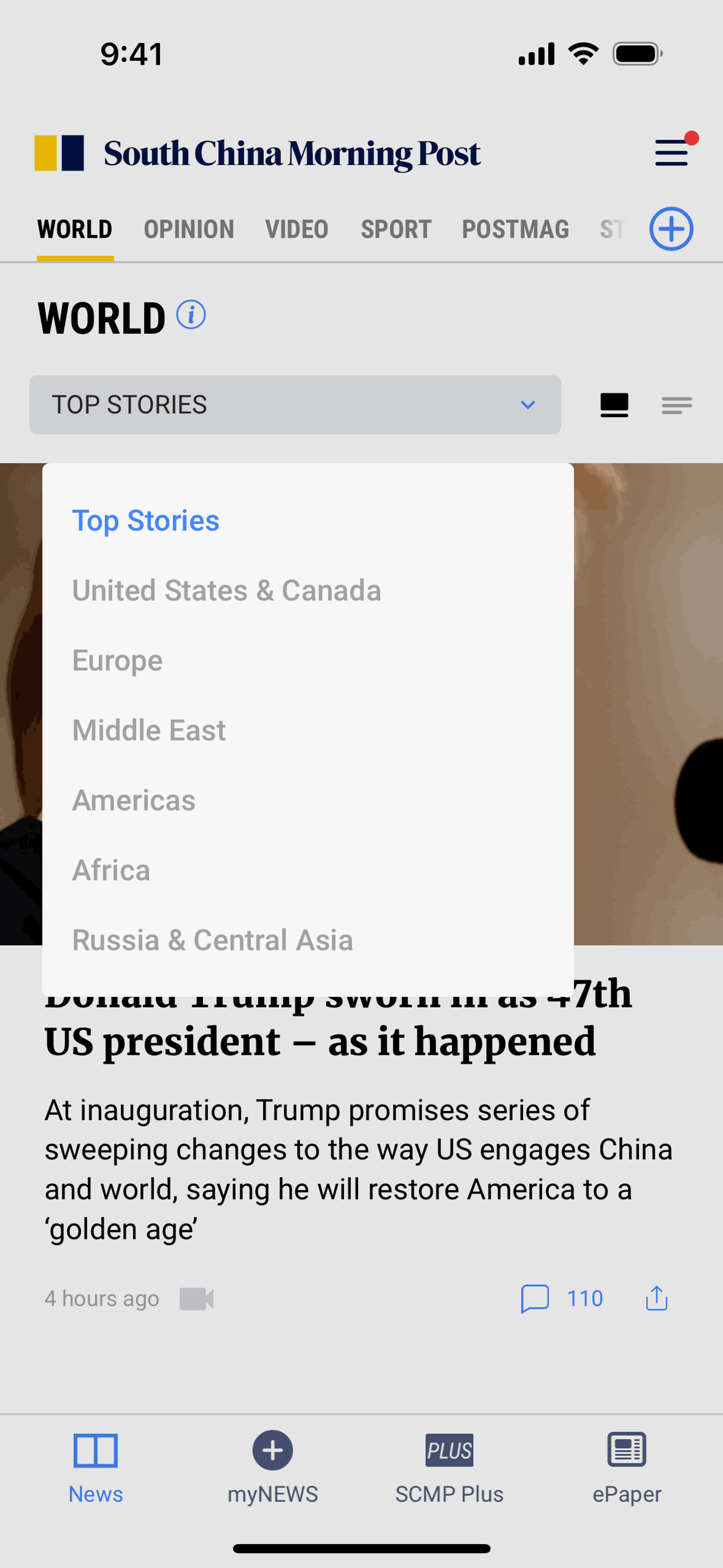 South China Morning Post iOS News interface screenshot 13